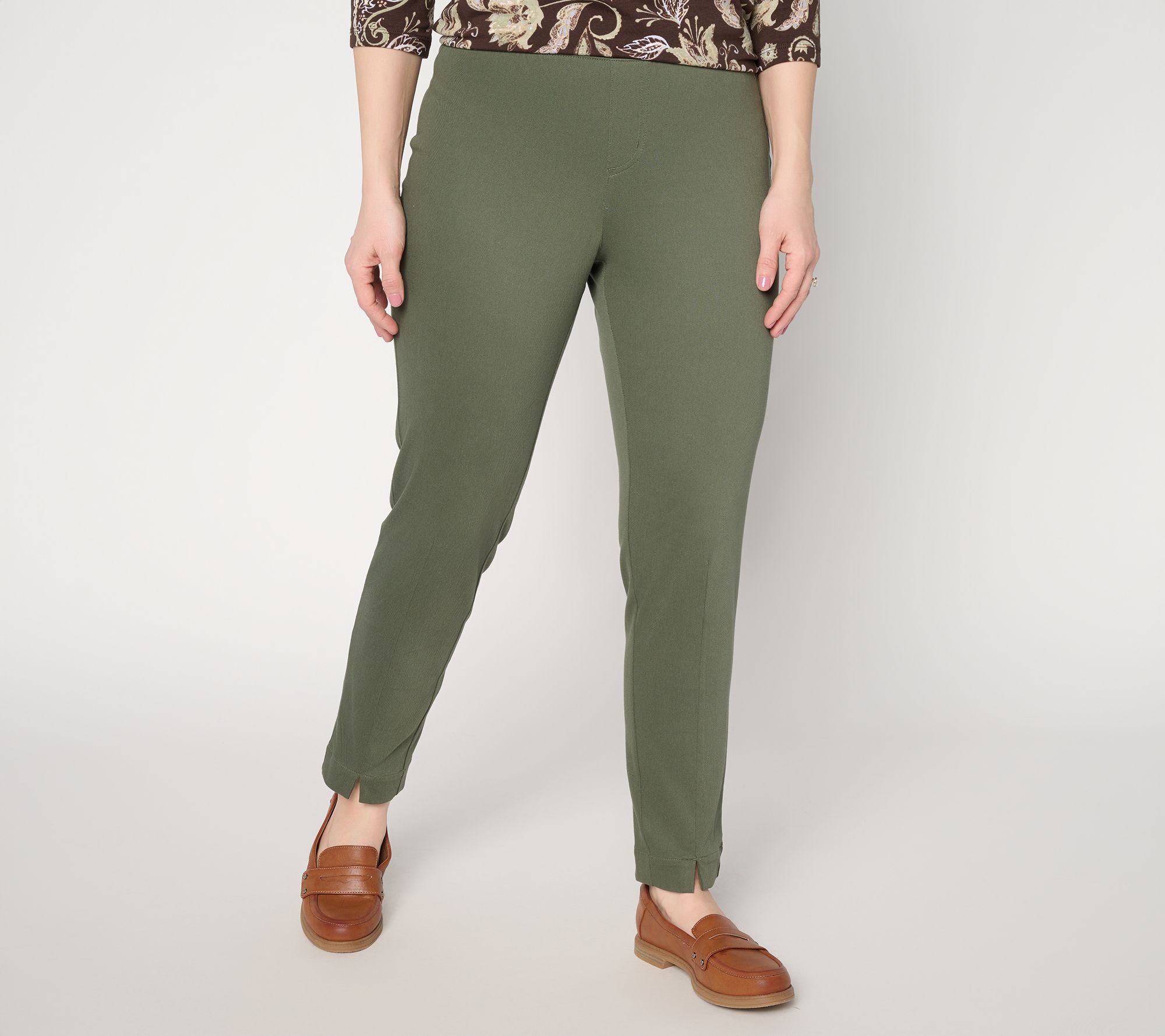 Denim & Co. Tall Comfy Knit Air Ankle Jeans w/ Front Slit