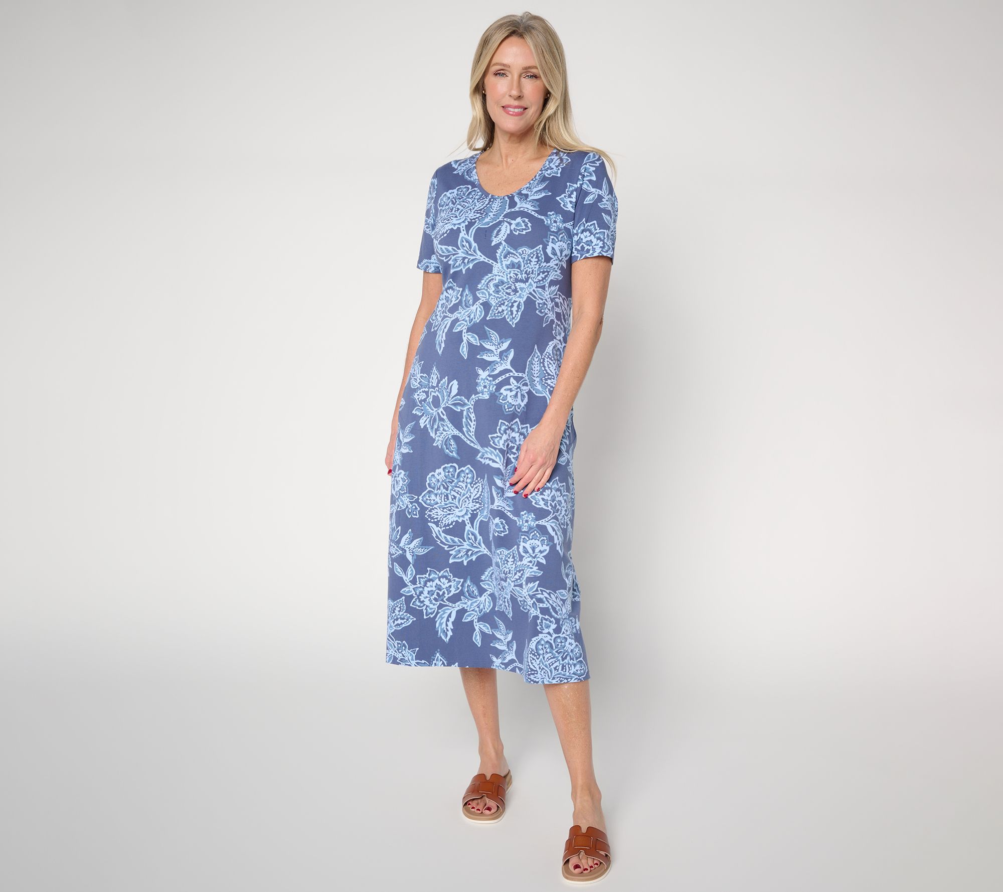 Denim & Co. Beach Jersey Tall Midi Dress with Pockets