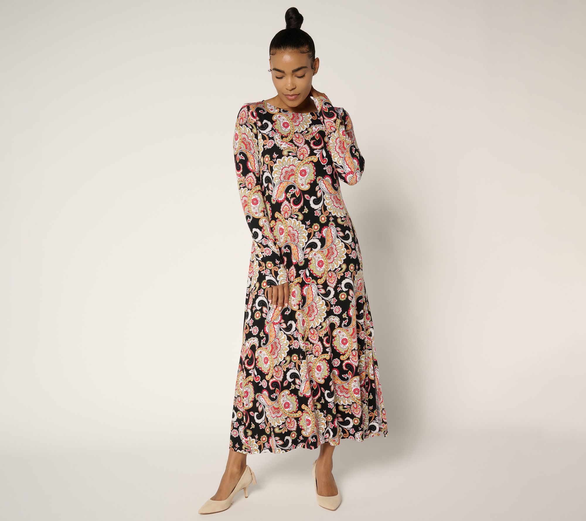 "As Is" Belle Boho by Kim Gravel Reg Knit Paisley Chic Maxi Dress