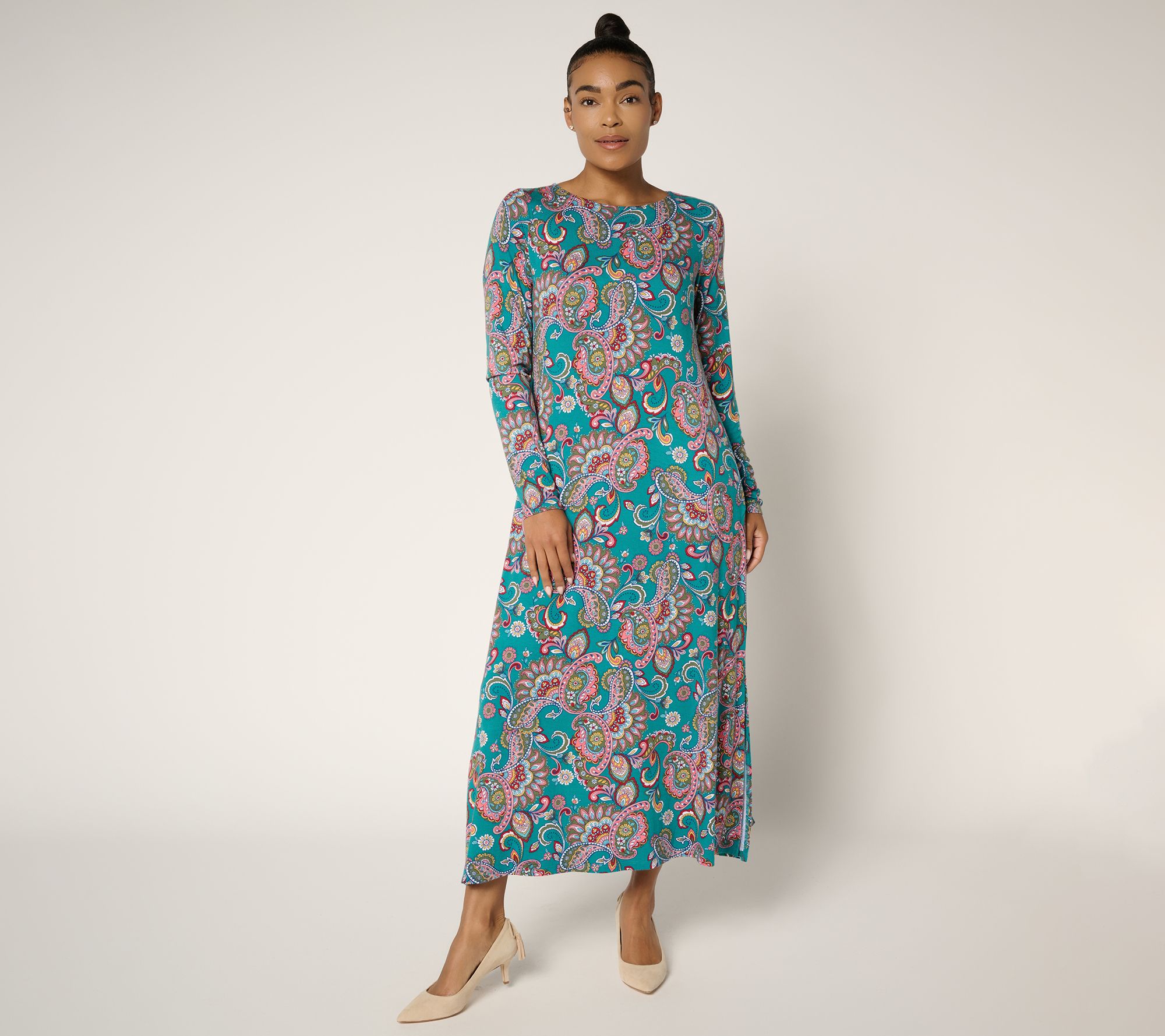 "As Is" Belle Boho by Kim Gravel Reg Knit Paisley Chic Maxi Dress