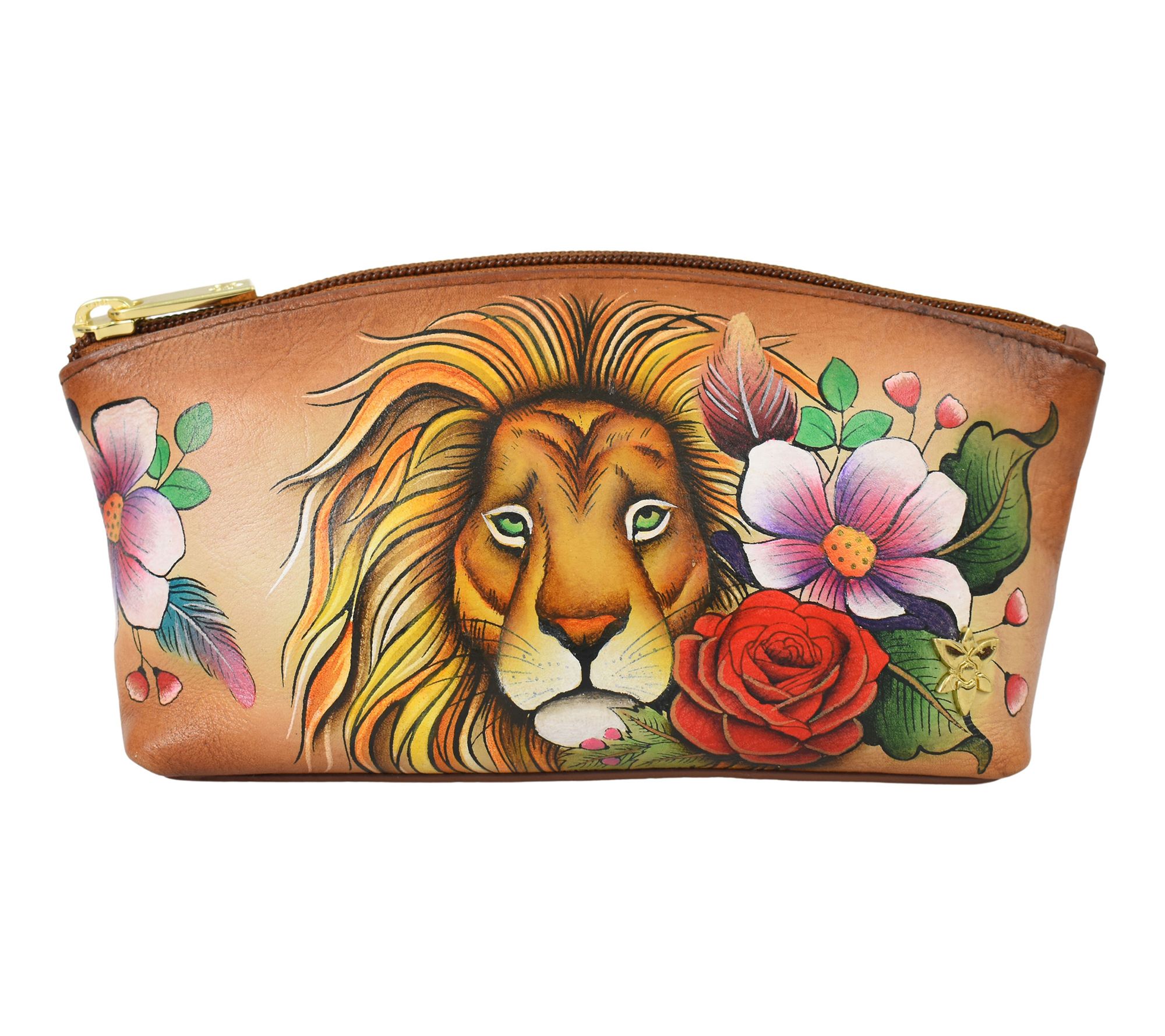 Anushcka Painted Leather Cosmetic Pouch