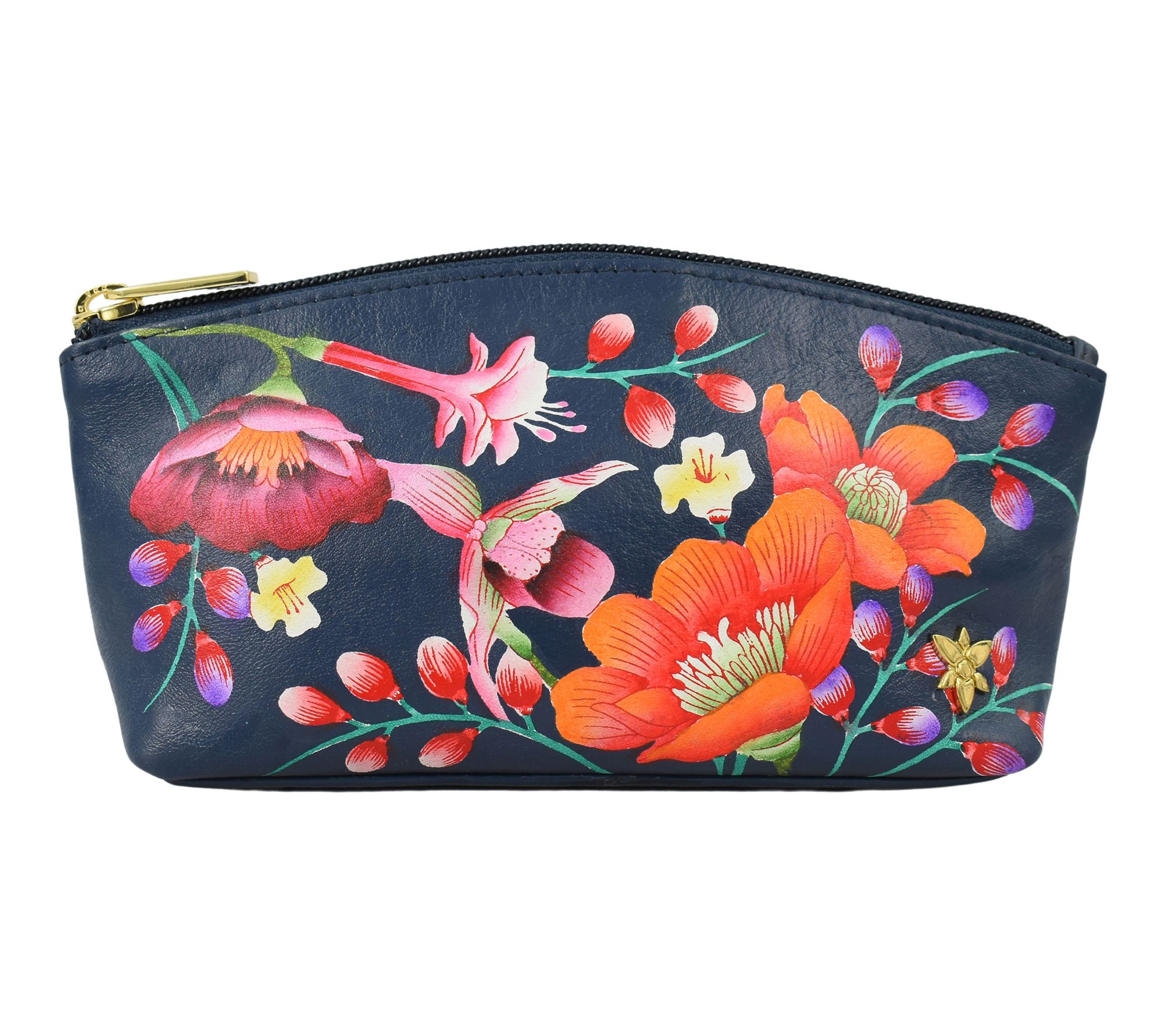 Anushcka Painted Leather Cosmetic Pouch