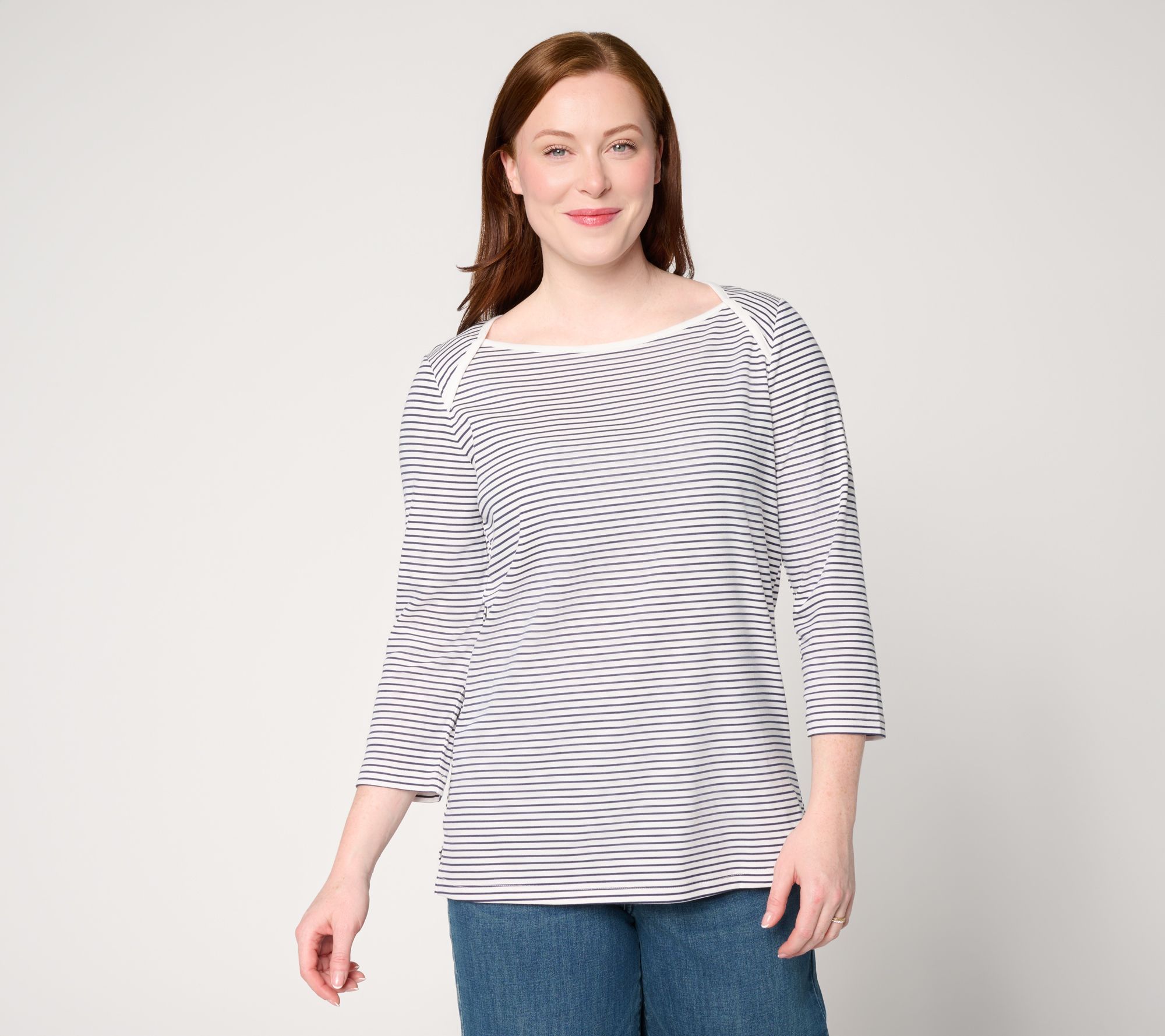 Belle by Kim Gravel TripleLuxe Micro Rib 3/4 Sleeve Top