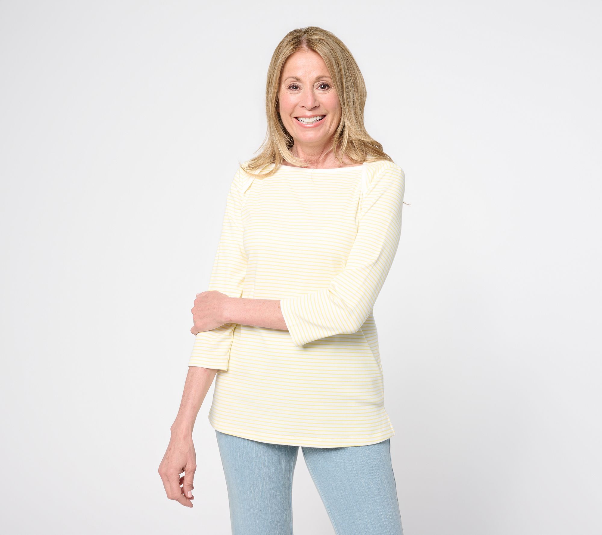 Belle by Kim Gravel TripleLuxe Micro Rib 3/4 Sleeve Top