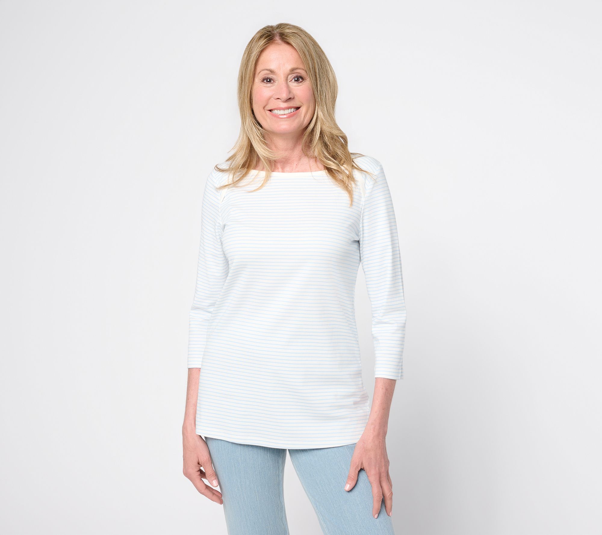 Belle by Kim Gravel TripleLuxe Micro Rib 3/4 Sleeve Top