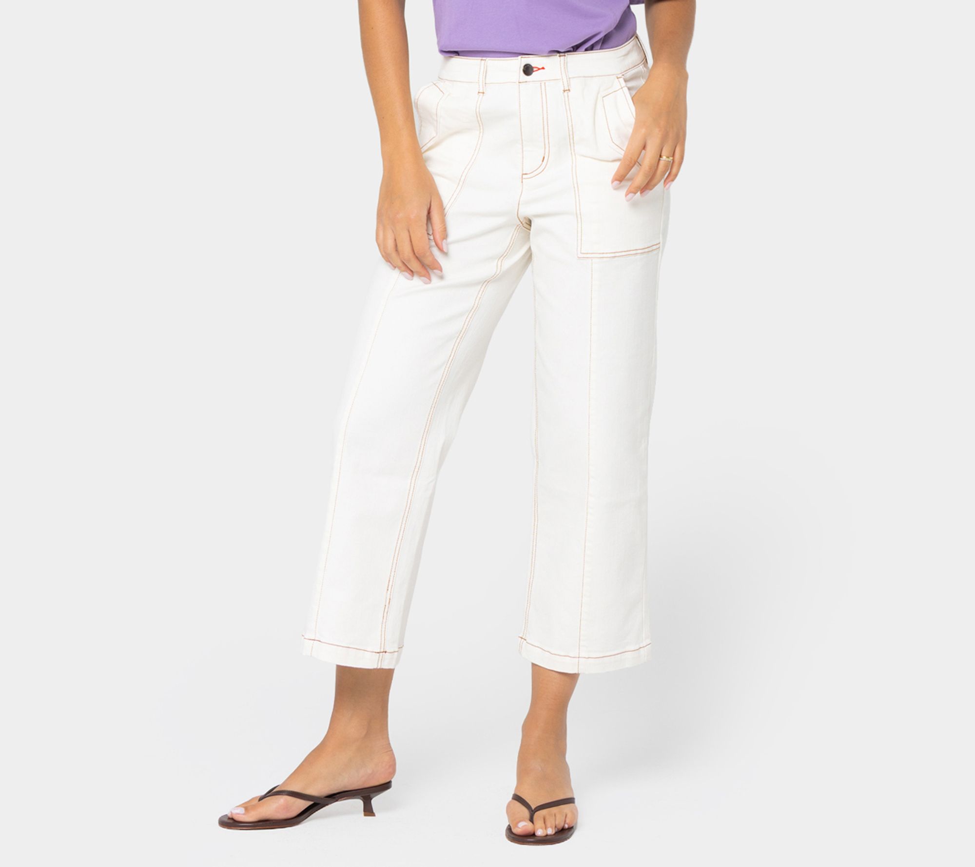 Peace Love World Boheme Petite Cropped Utility Pocket Jeans