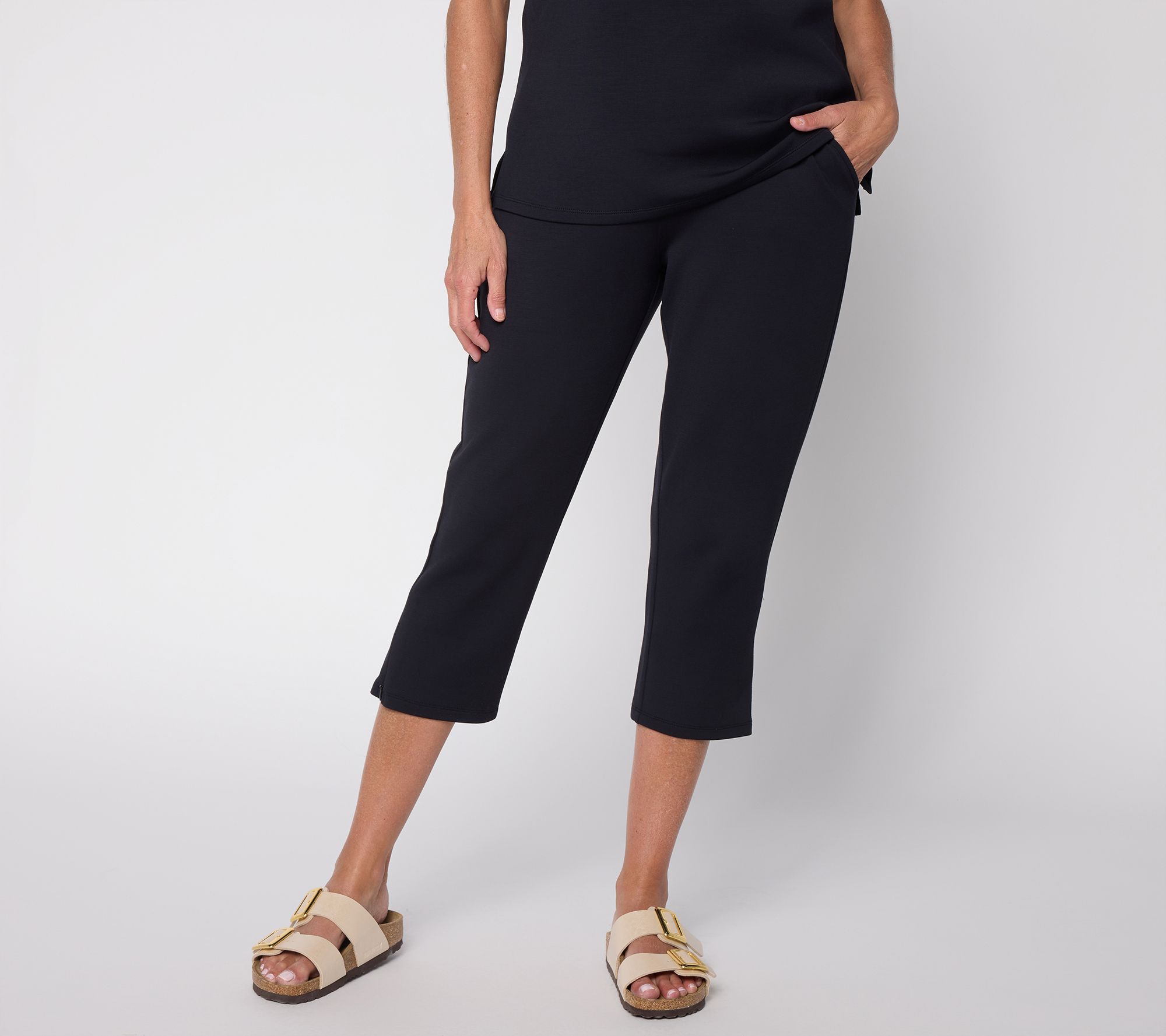 Belle by Kim Gravel Petite ScubaLuxe Slick Zip Capri