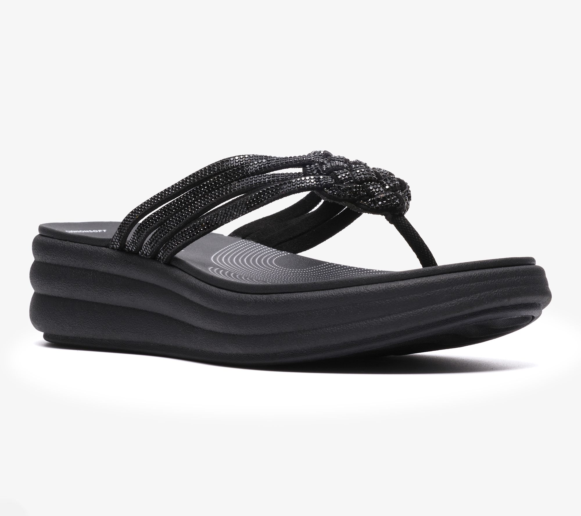 Clarks Cloudsteppers Rhinestoned Thong Sandals -Drift Gem