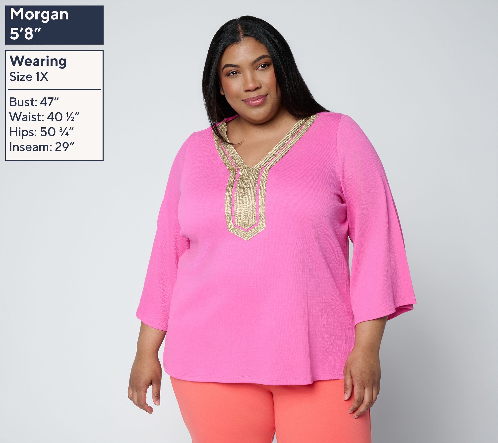 Belle by Kim Gravel Packabelle Slay the Vacay Glam Trim Top - QVC.com