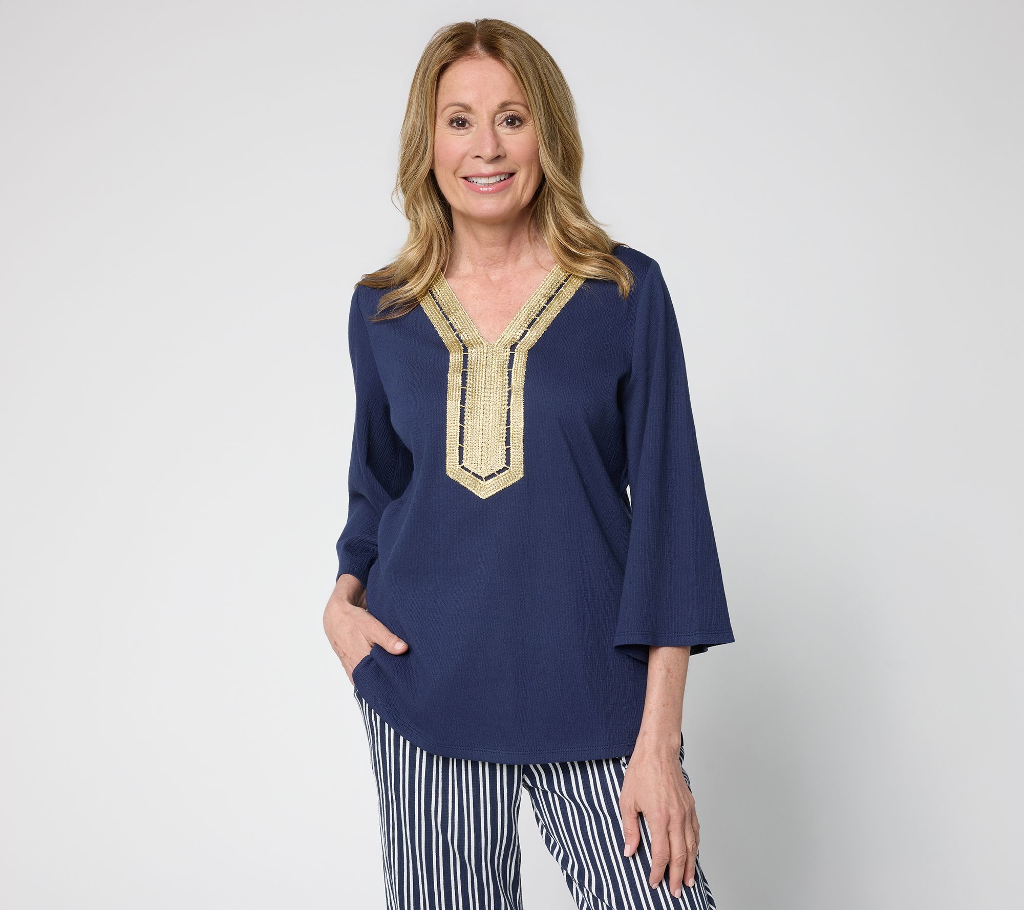 Belle by Kim Gravel Packabelle Slay the Vacay Glam Trim Top