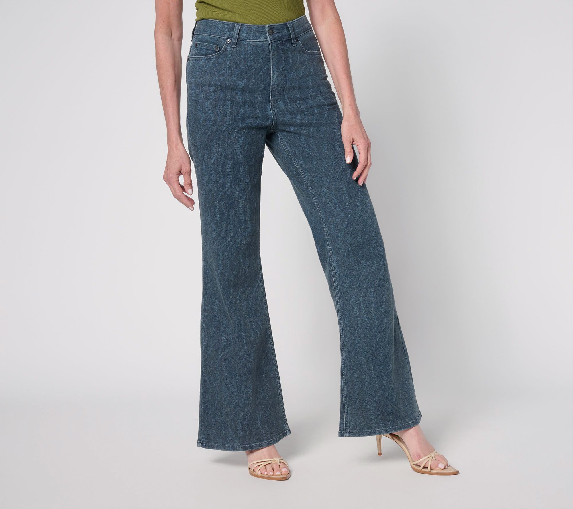 "As Is" Me by Jennie Garth Reg Printed Flare Jeans- Indigo