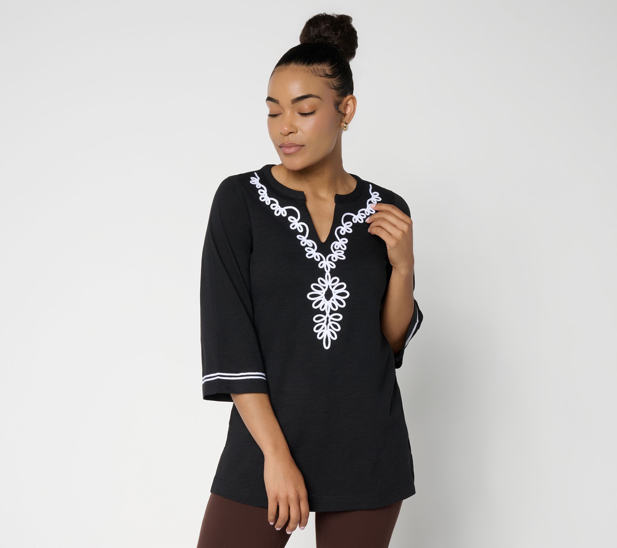 Belle by Kim Gravel Petite Slub Club Sassy Soutache Top