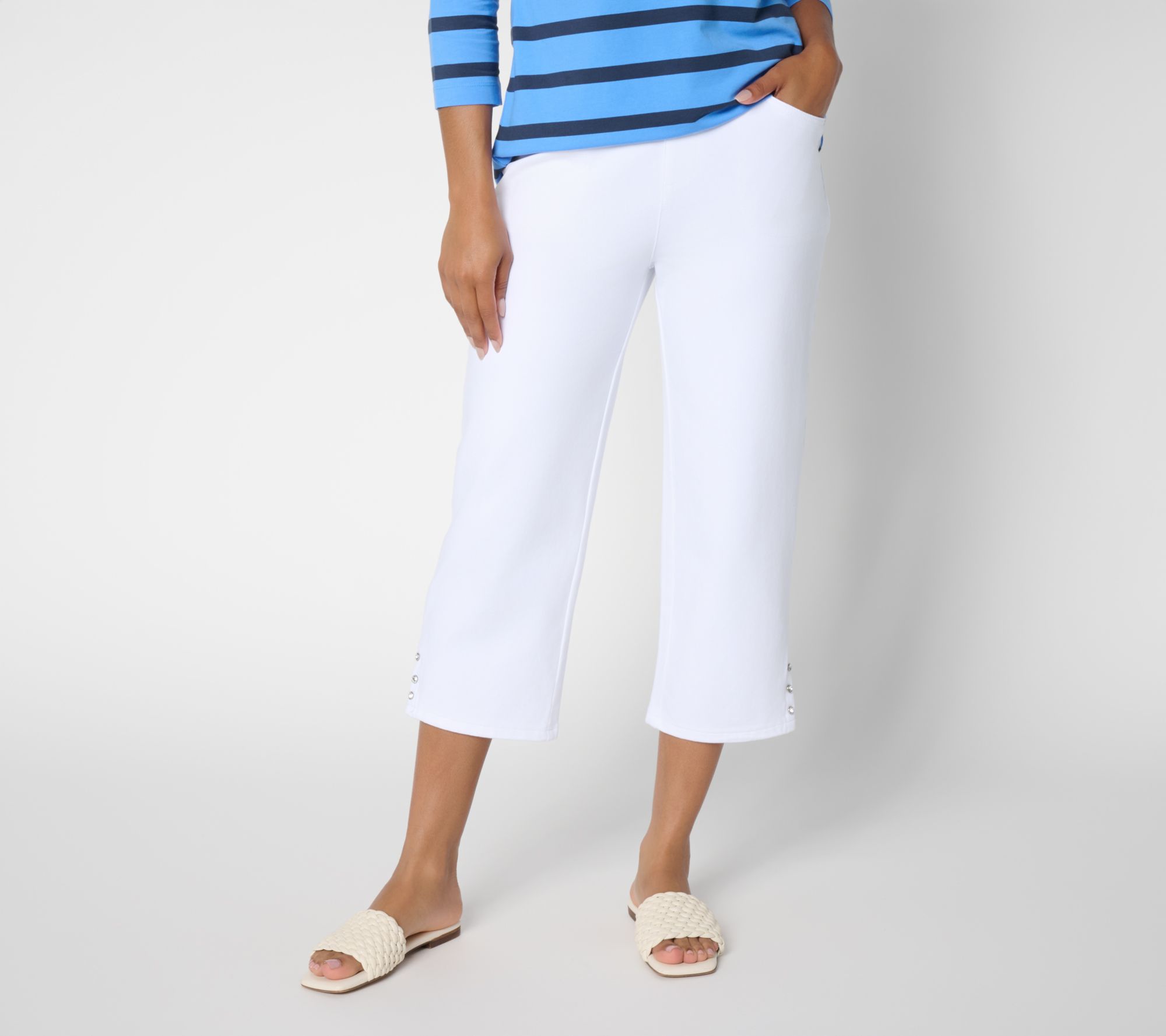 Quacker Factory DreamJeannes 23" Crop Pant with Sparkle Side Vents