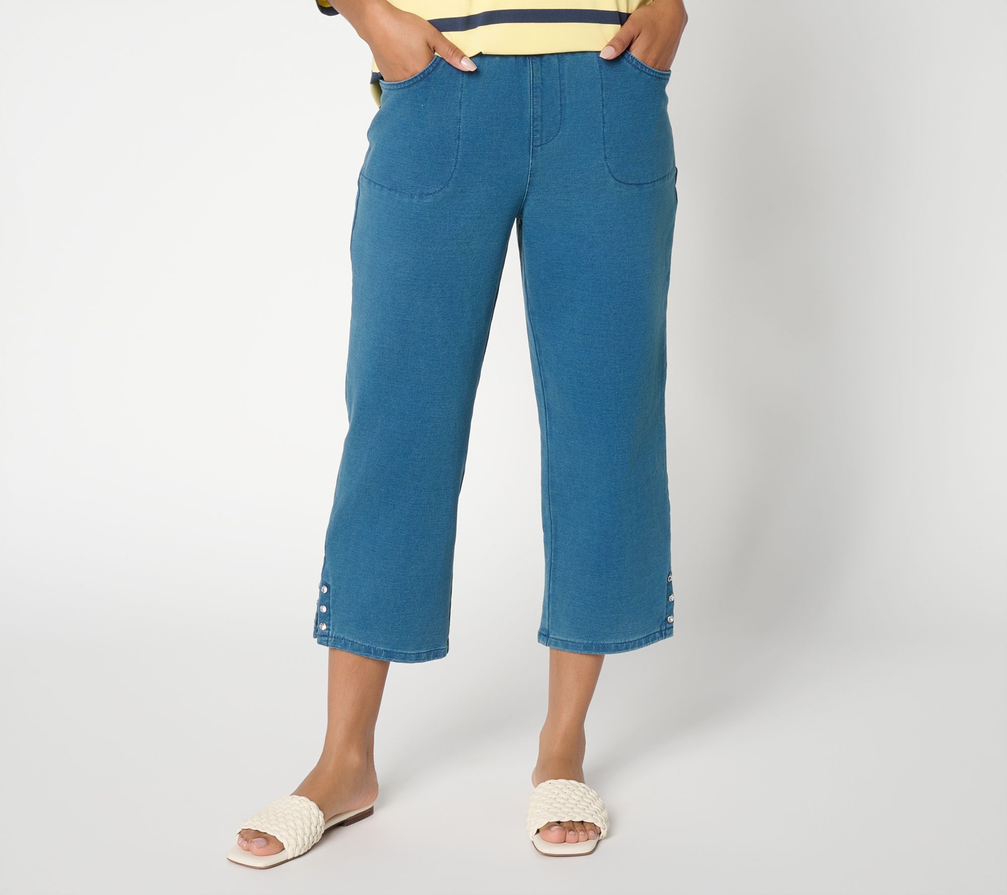 Quacker Factory DreamJeannes 23" Crop Pant with Sparkle Side Vents