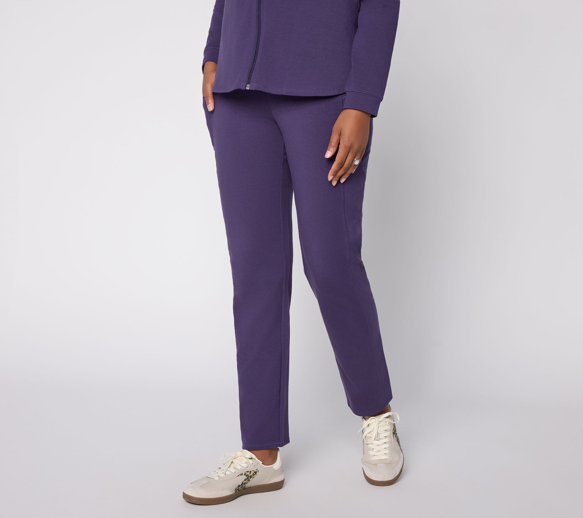 Denim & Co. Active Petite Duo Stretch Straight Leg Pants