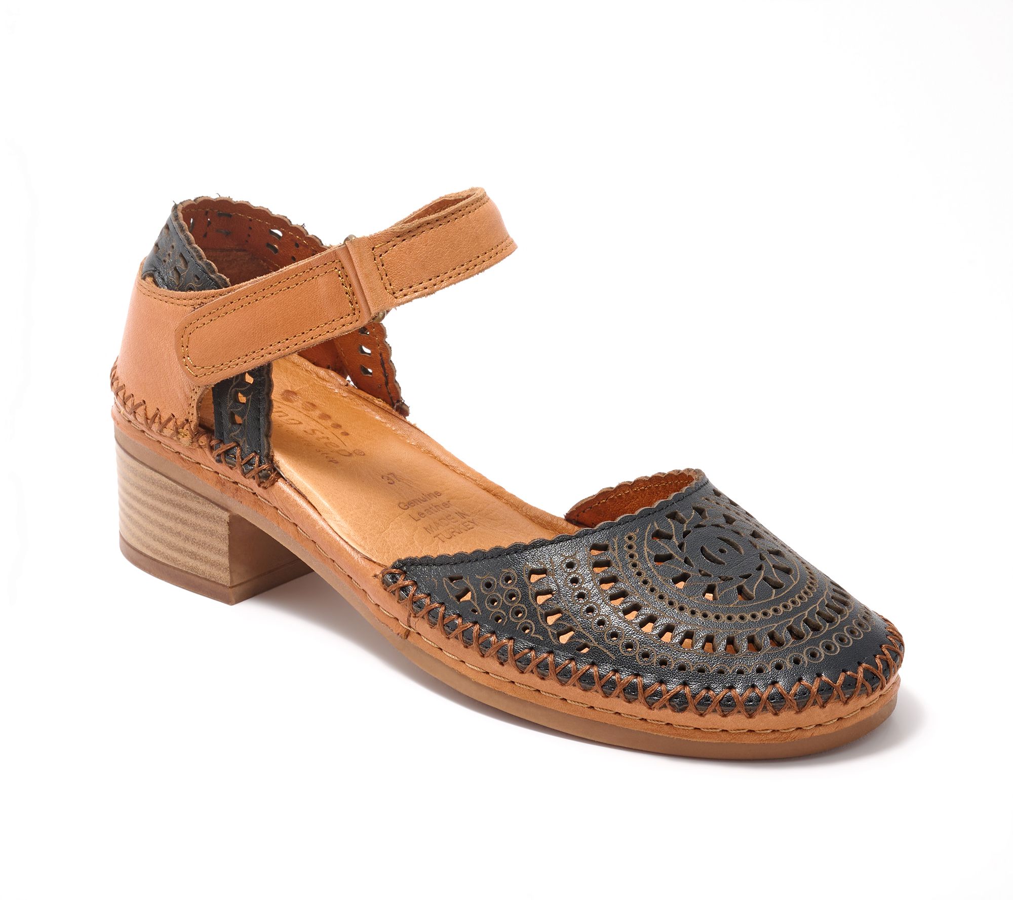 Spring Step Leather Perforated Mary Janes - Eveline