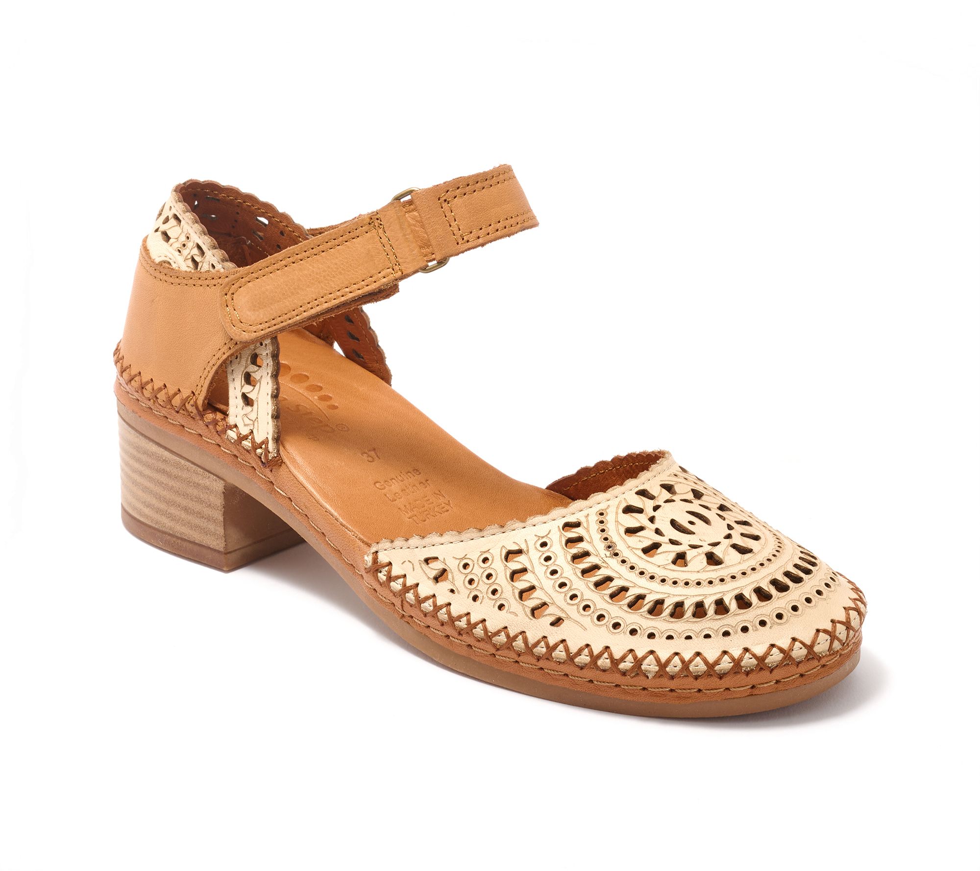 Spring Step Leather Perforated Mary Janes - Eveline