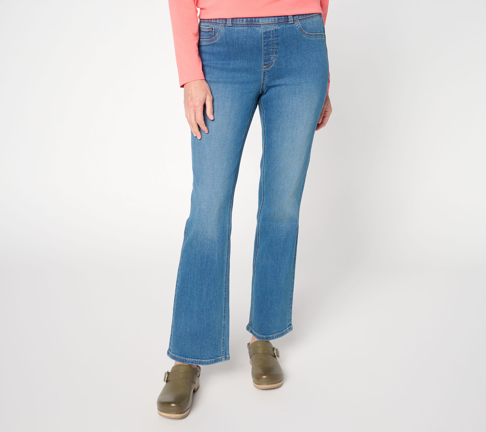 "As Is" Denim & Co. Petite Indigo Easy Stretch Baby Boot Jean