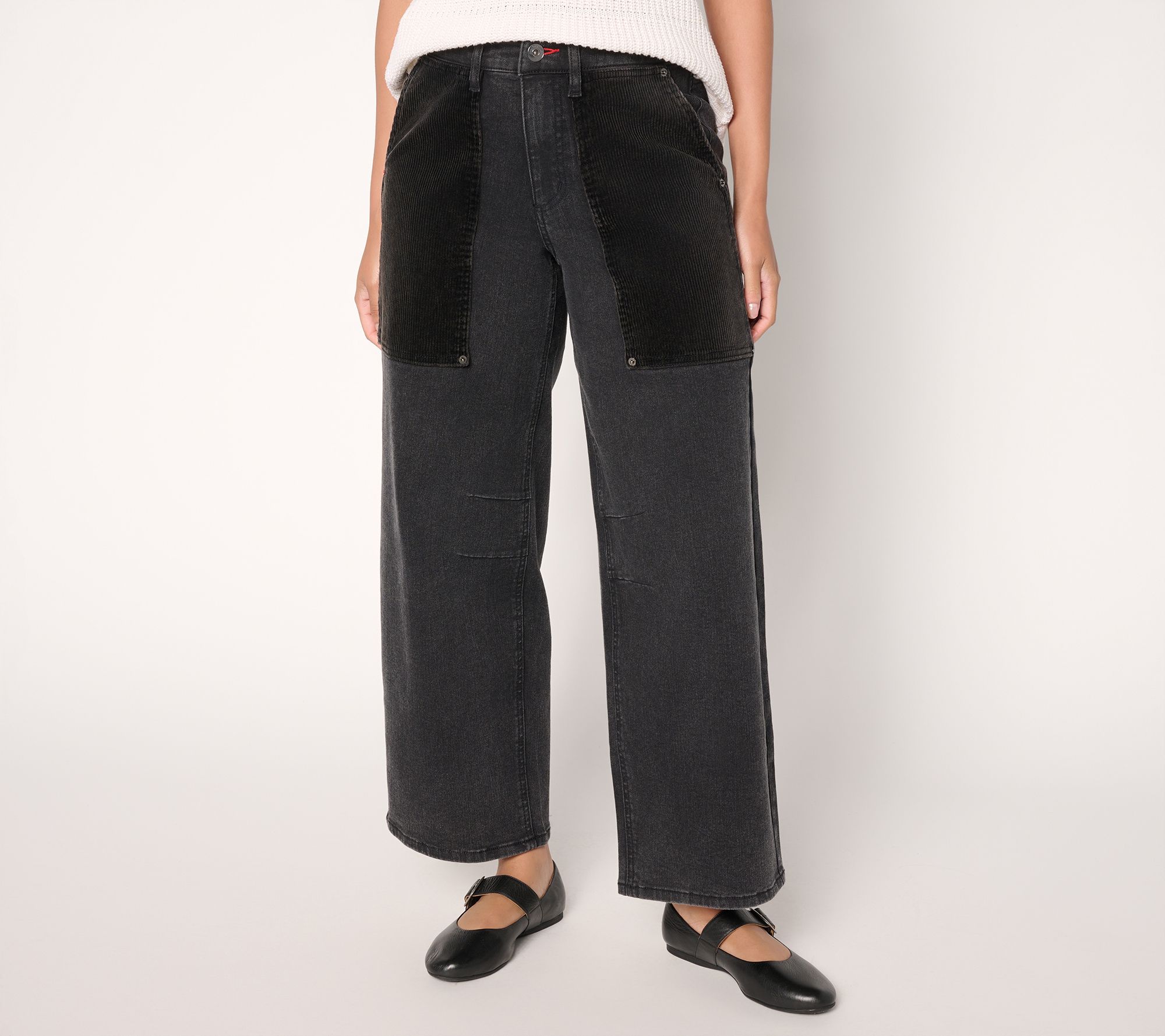 "As Is" Peace Love World Boheme Reg Soft Barrel Jeans w/ Corduroy Pocket