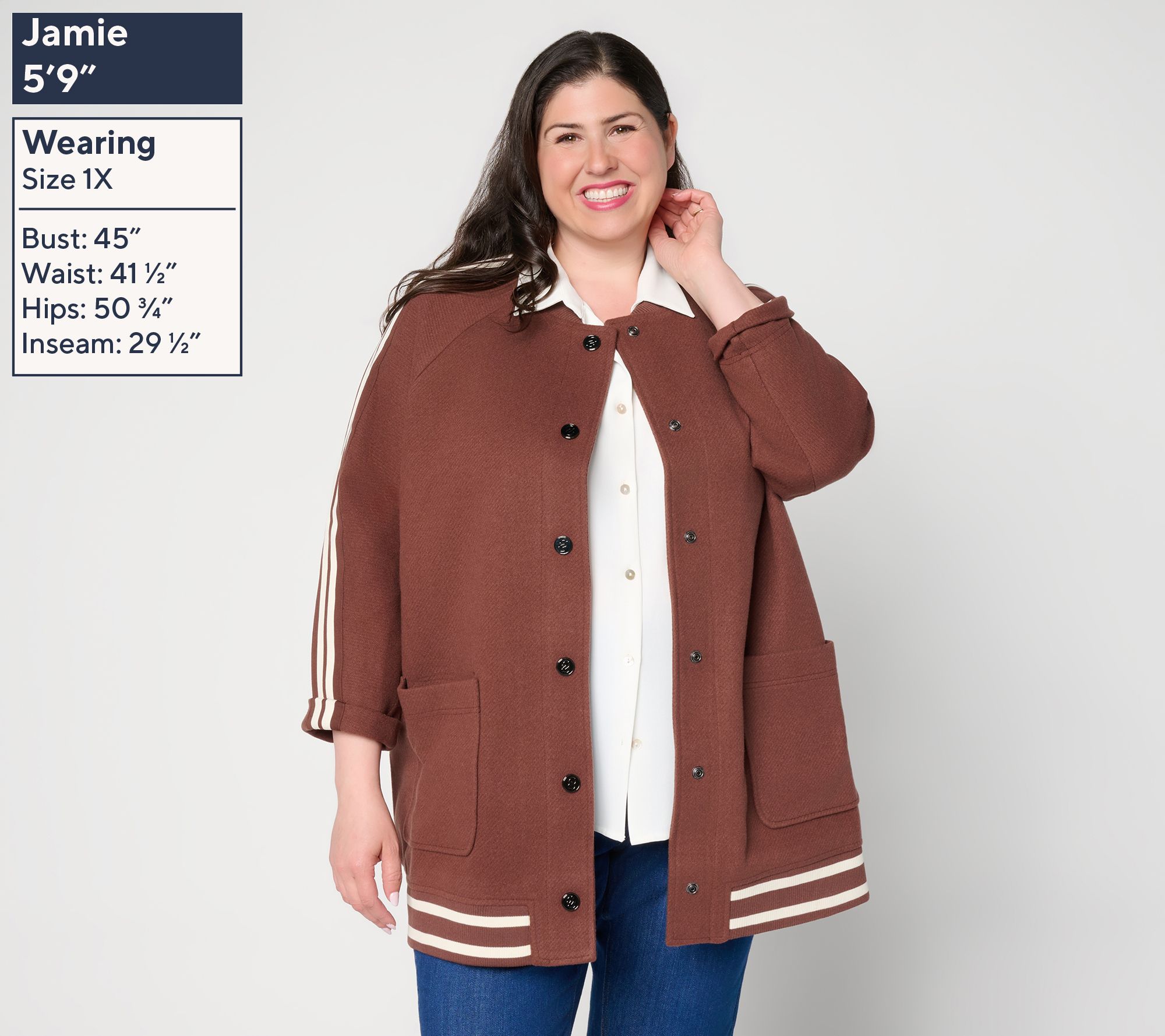 RM Studio x Rebecca Minkoff Twill Melton Enlongated Varsity Jacket