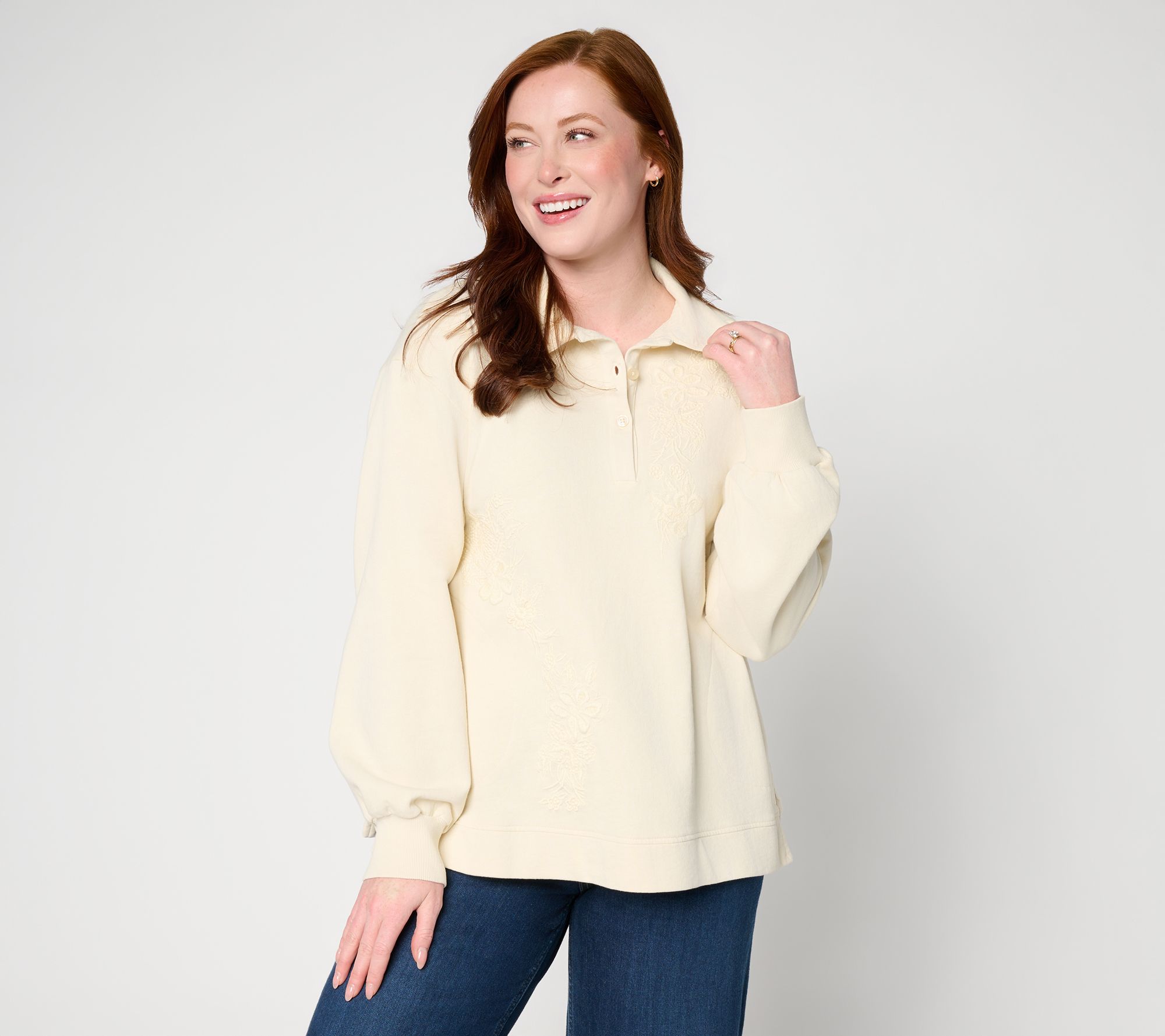 "As Is" LOGO Lavish by Lori Goldstein Embroidered Sweatshirt