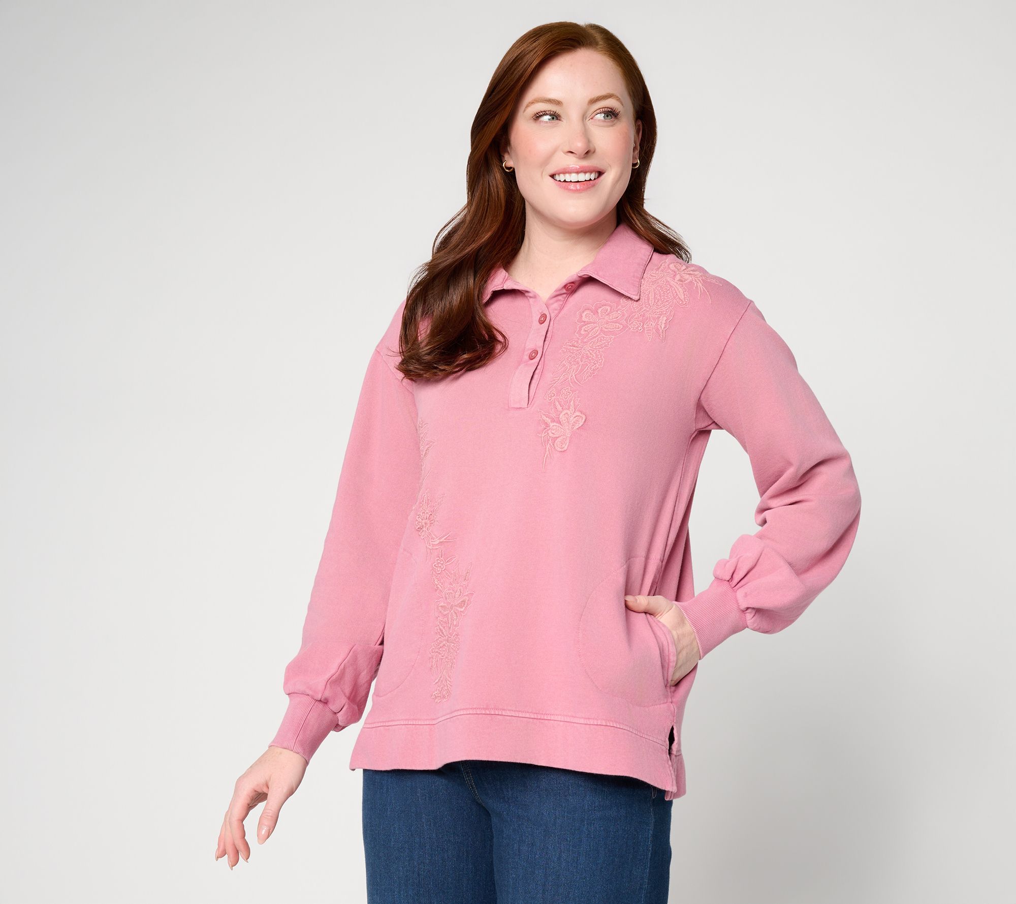 "As Is" LOGO Lavish by Lori Goldstein Embroidered Sweatshirt