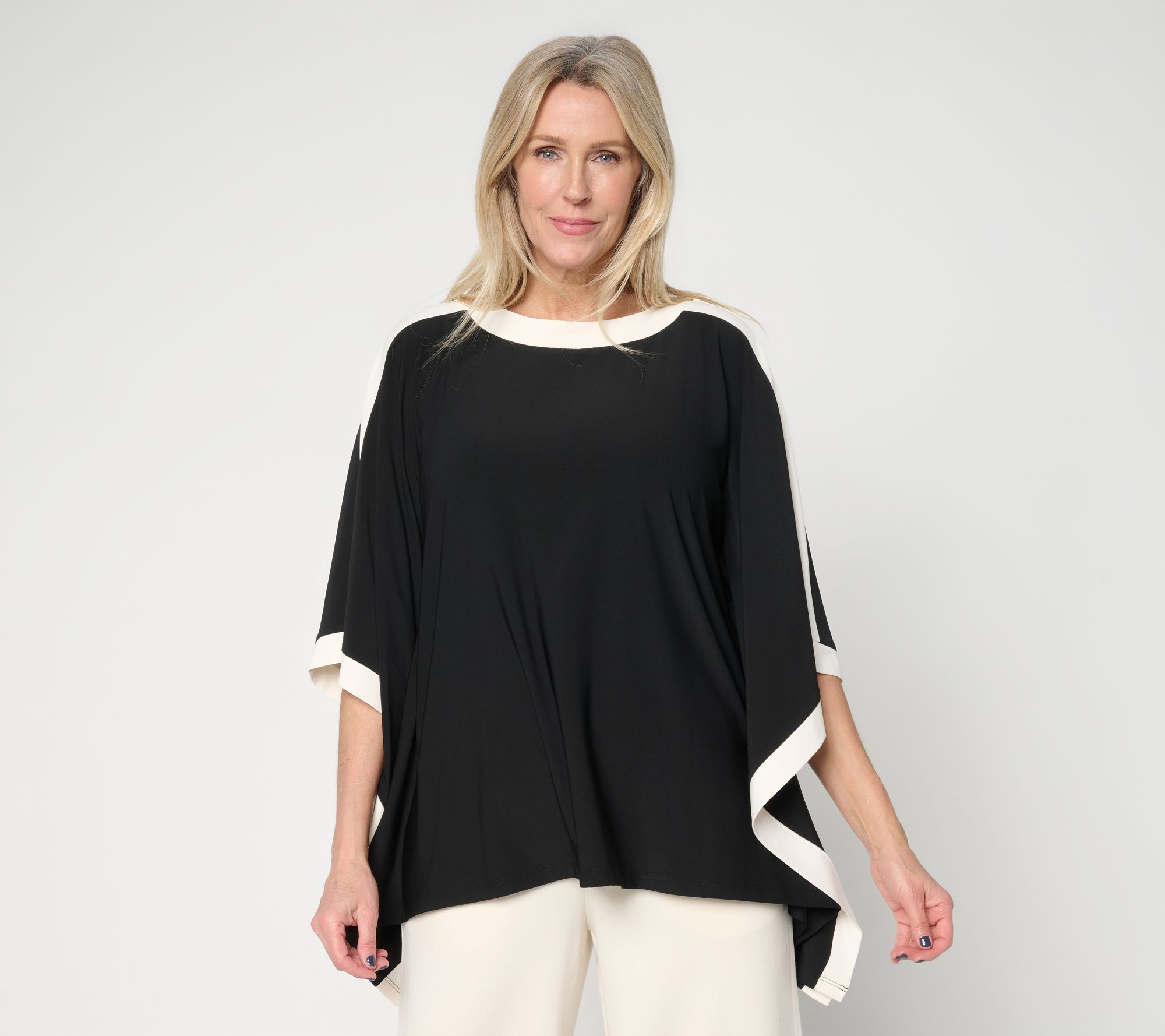 "As Is" Brandis Dress Out Loud Discovery Knit Colorblock Sport Poncho