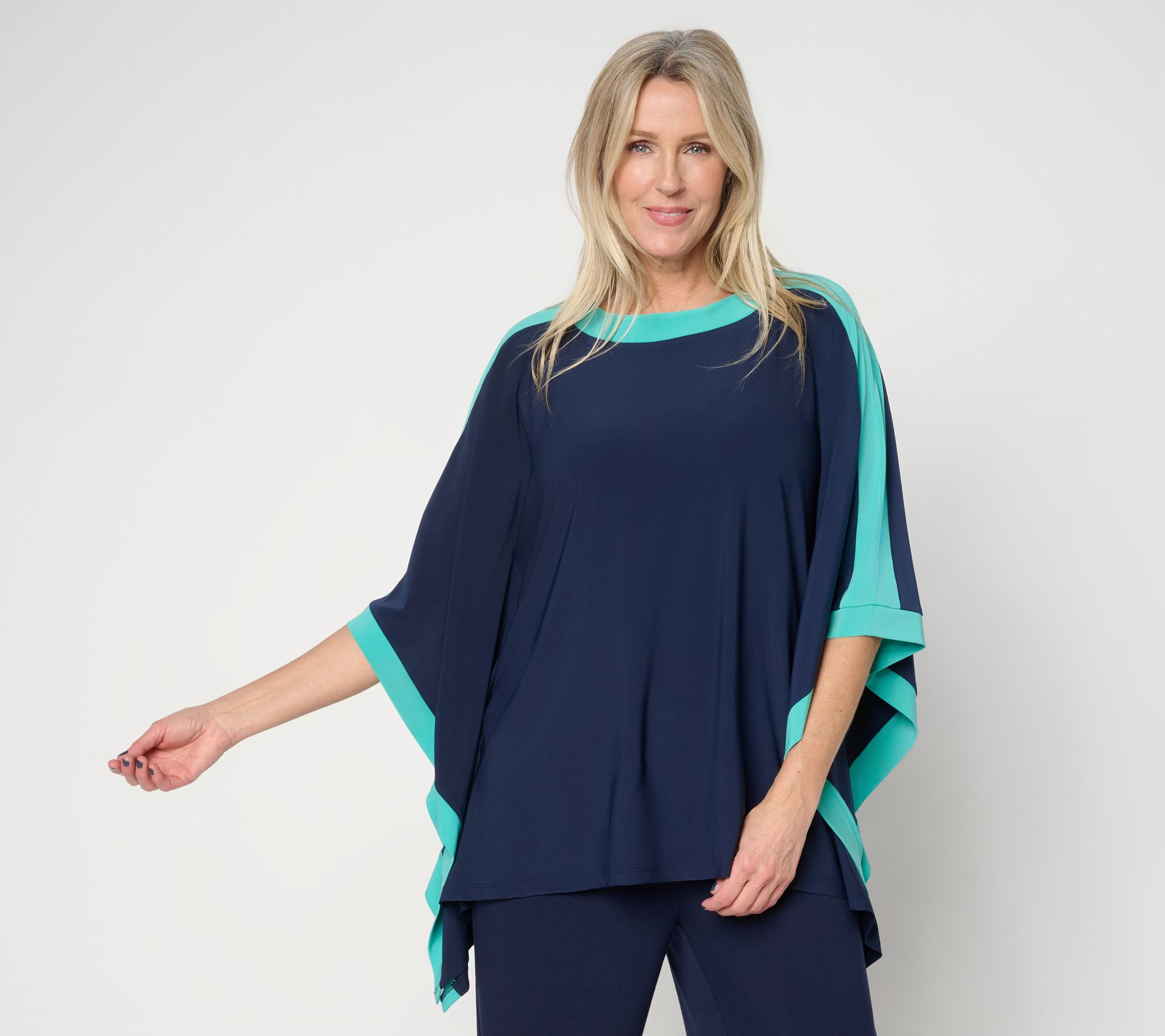 "As Is" Brandis Dress Out Loud Discovery Knit Colorblock Sport Poncho