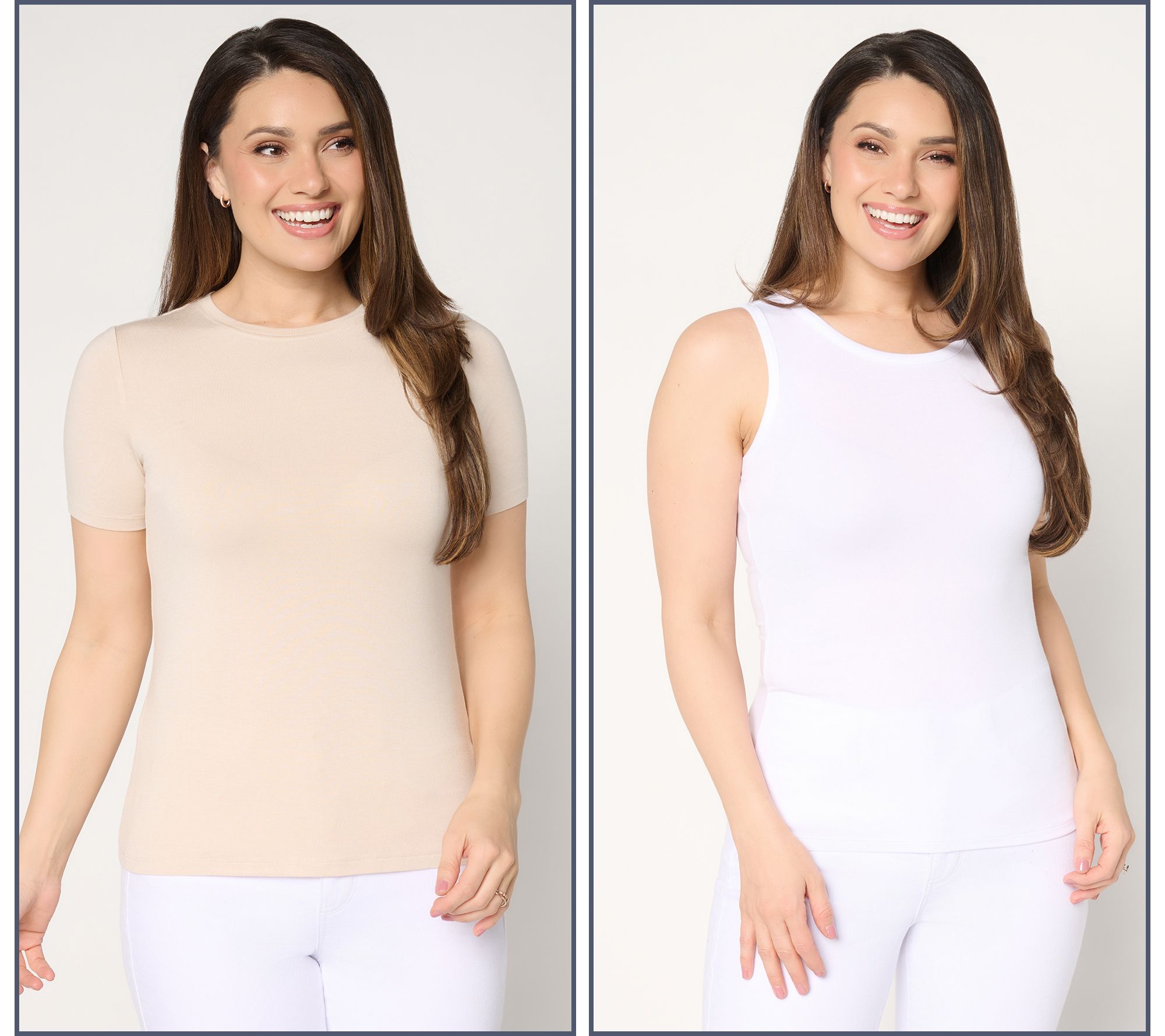 "As Is" Joan Rivers Wardrobe Builders Set of 2 Tank & Short Sleeve Top