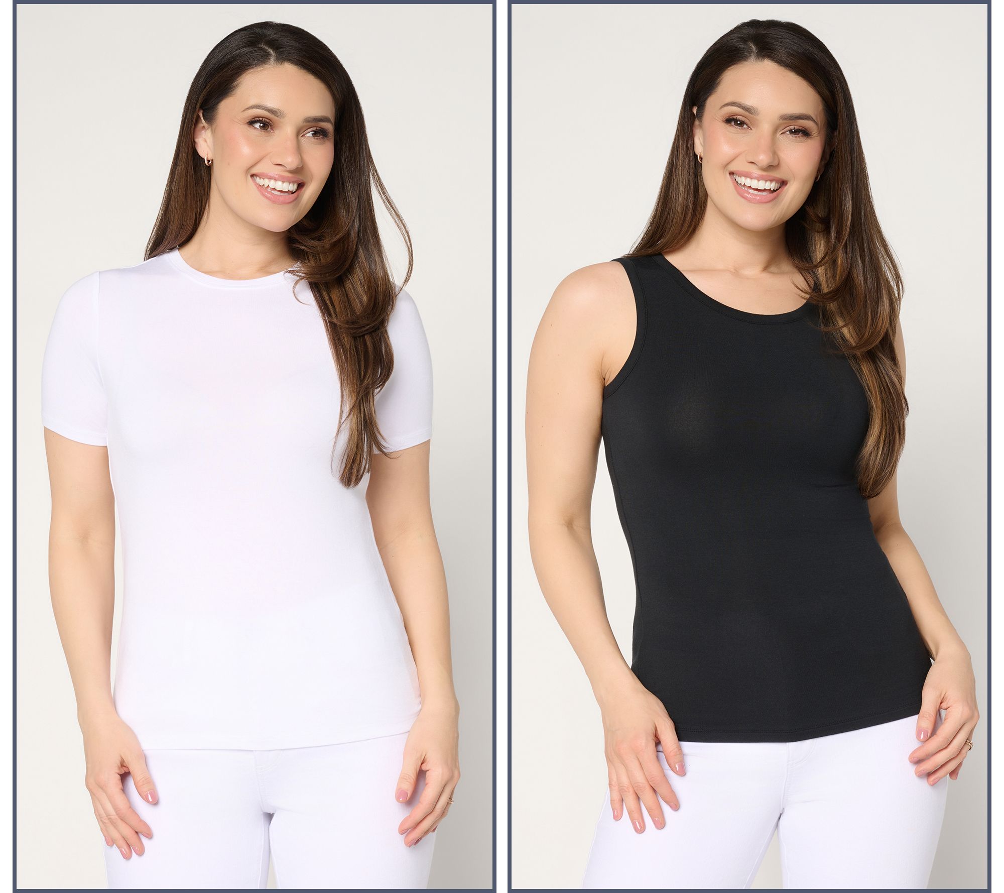 "As Is" Joan Rivers Wardrobe Builders Set of 2 Tank & Short Sleeve Top