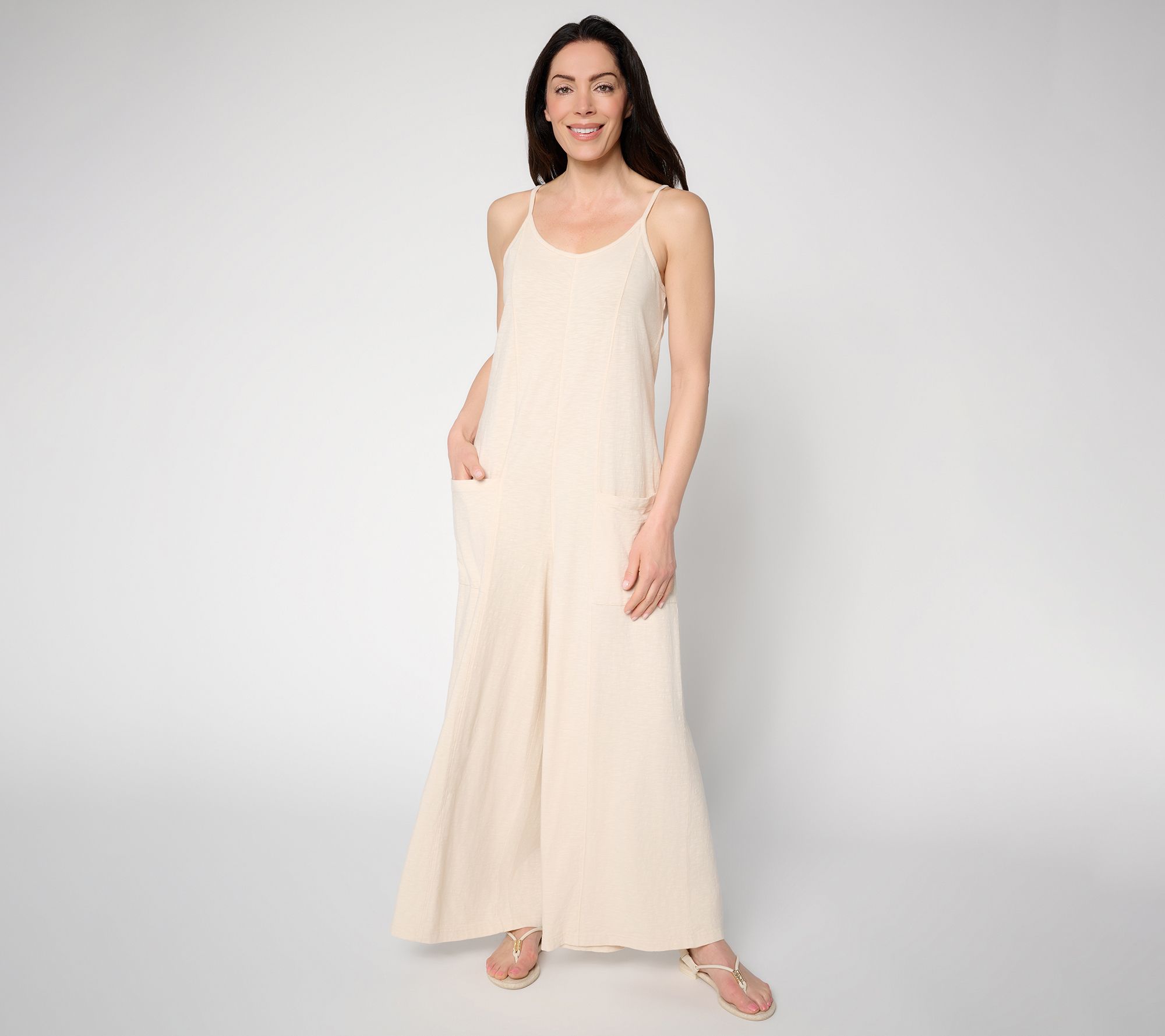 "As Is" AnyBody Petite Washed Cotton Jersey Jumpsuit