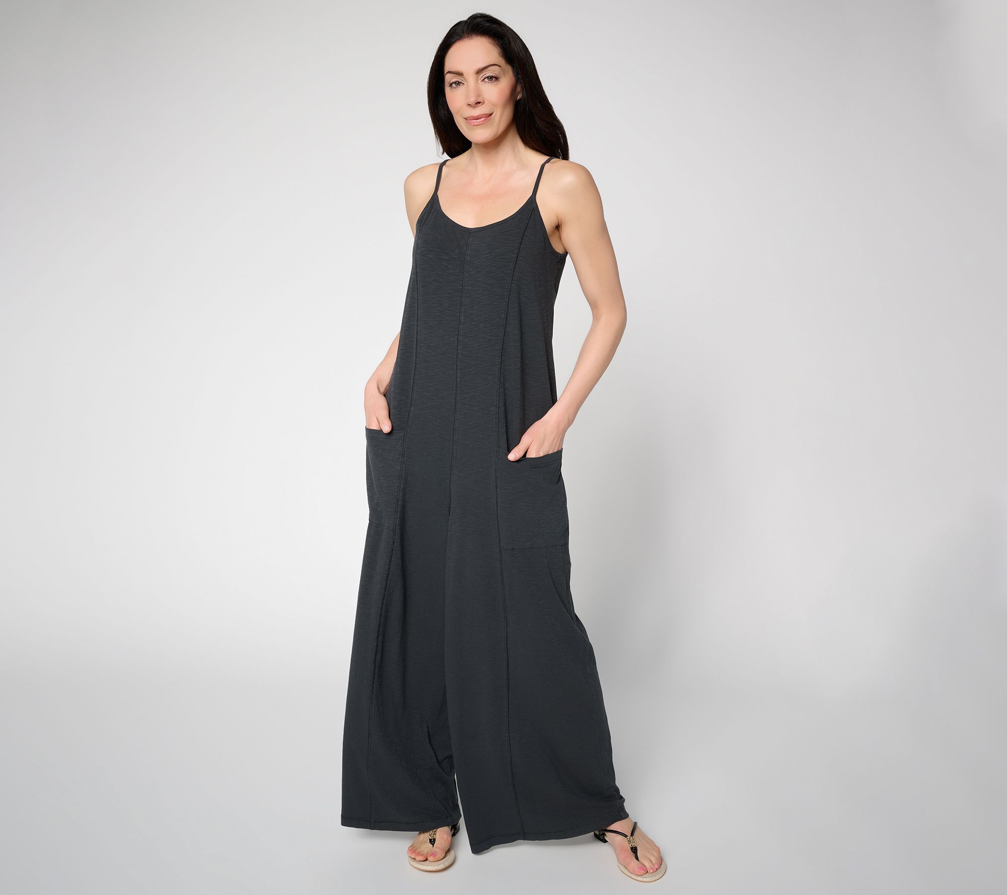 "As Is" AnyBody Petite Washed Cotton Jersey Jumpsuit