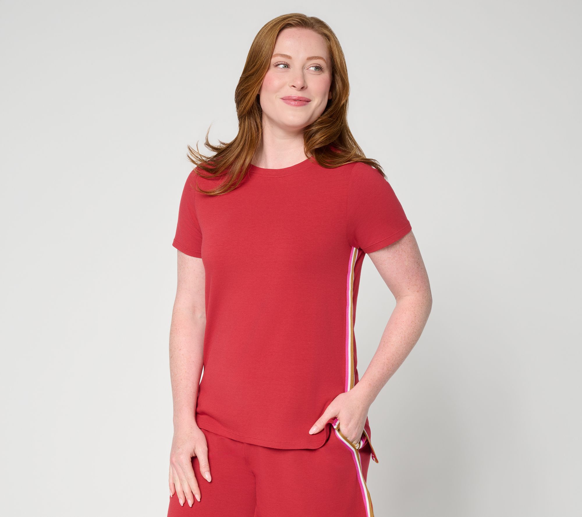 "As Is" Cuddl Duds Cottonwear + Tape Trim Short Sleeve Tee
