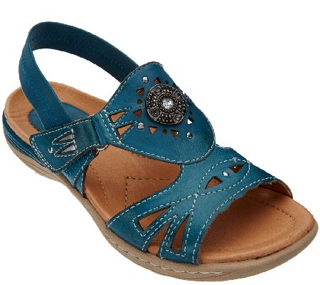 earth leather perforated sandals