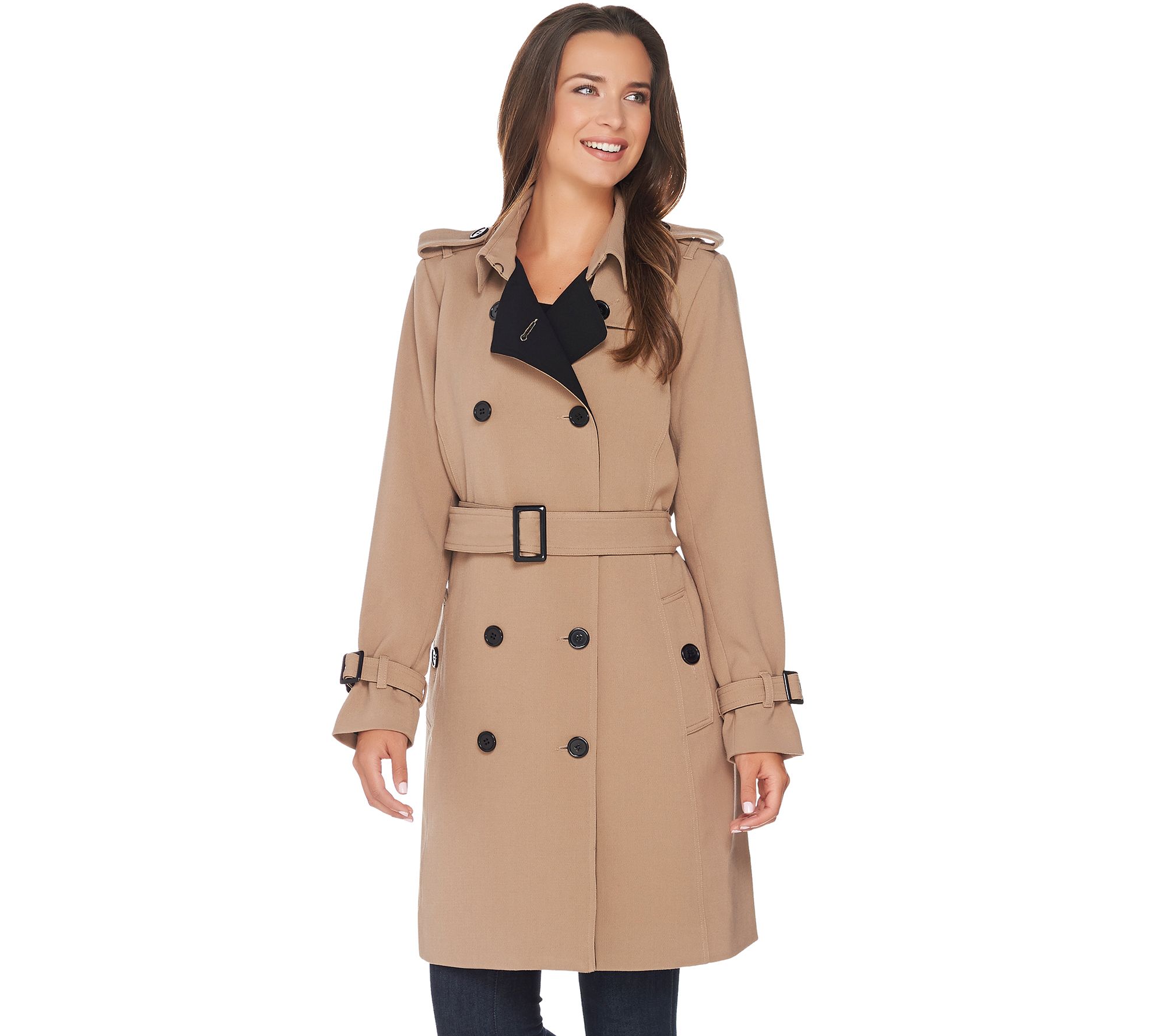 Linea by Louis Dell'Olio Double Breasted Trench Coat - QVC.com