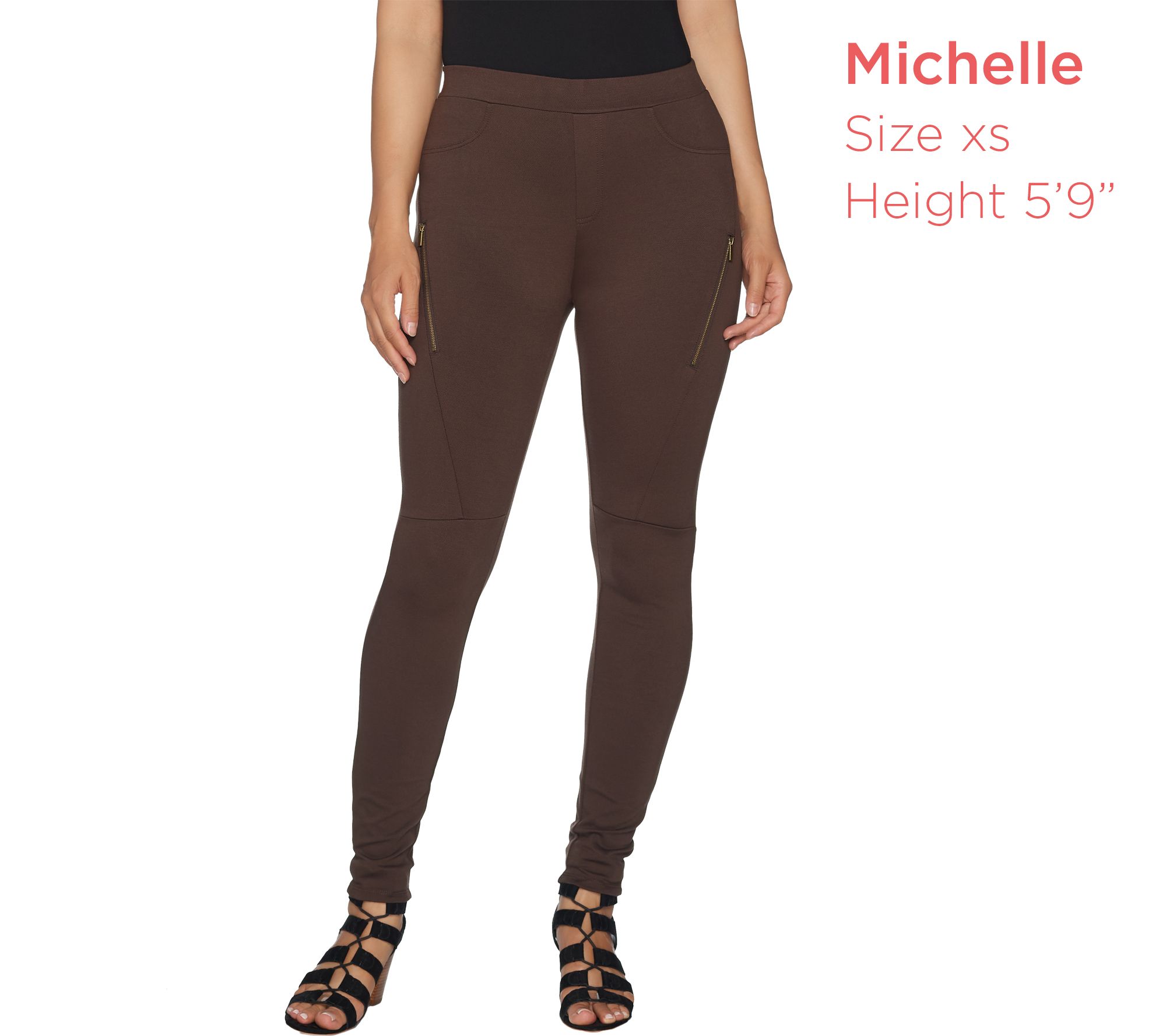 Lisa Rinna Collection Pull-On Twill Moto Leggings w/ Zip Detail 