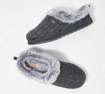 Skechers Sweater Knit Faux Fur Slippers - Ice Angel - A309875
