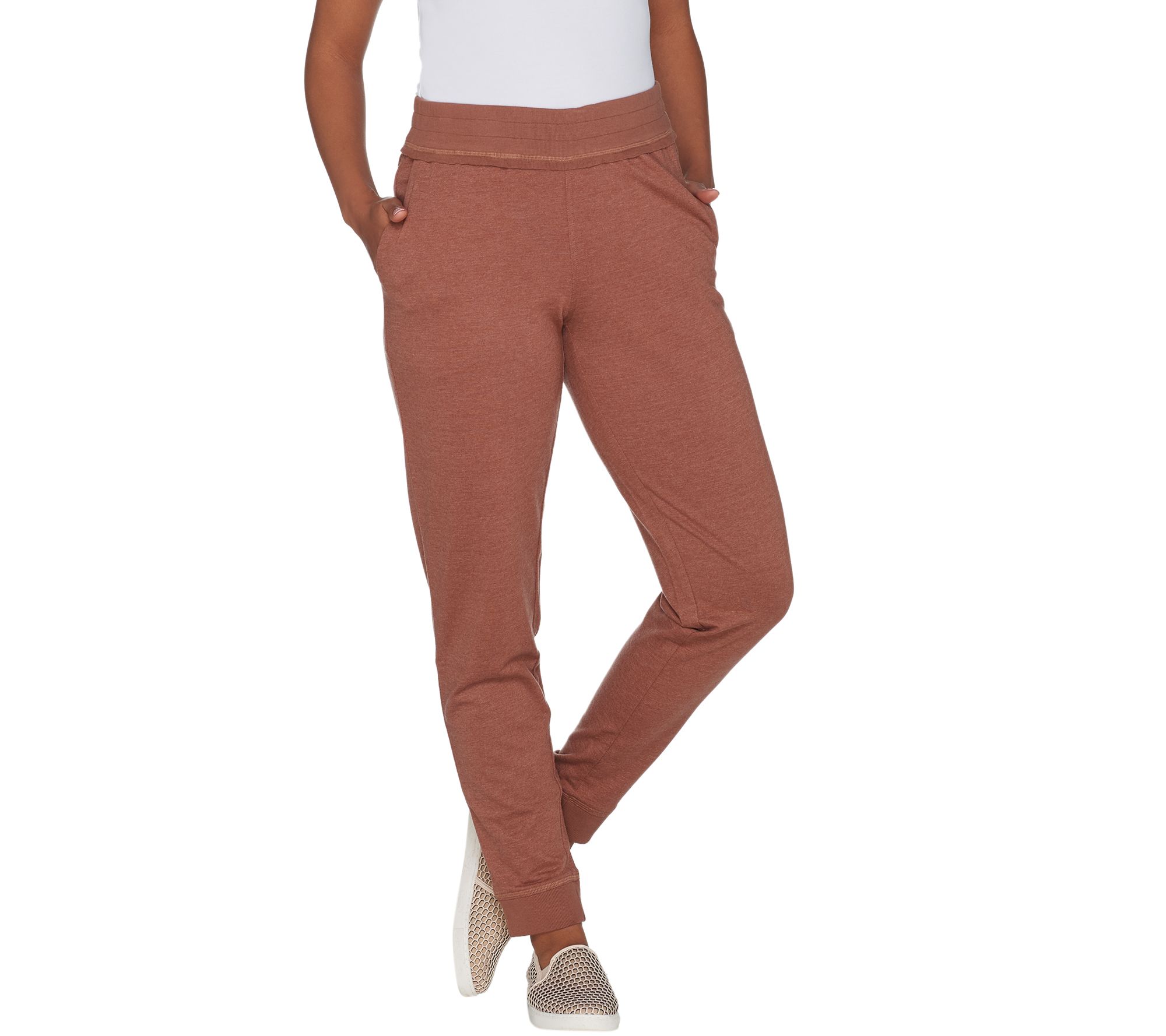 "As Is" LOGO by Lori Goldstein French Terry Jogger Pant w/ Raw Edge Detail