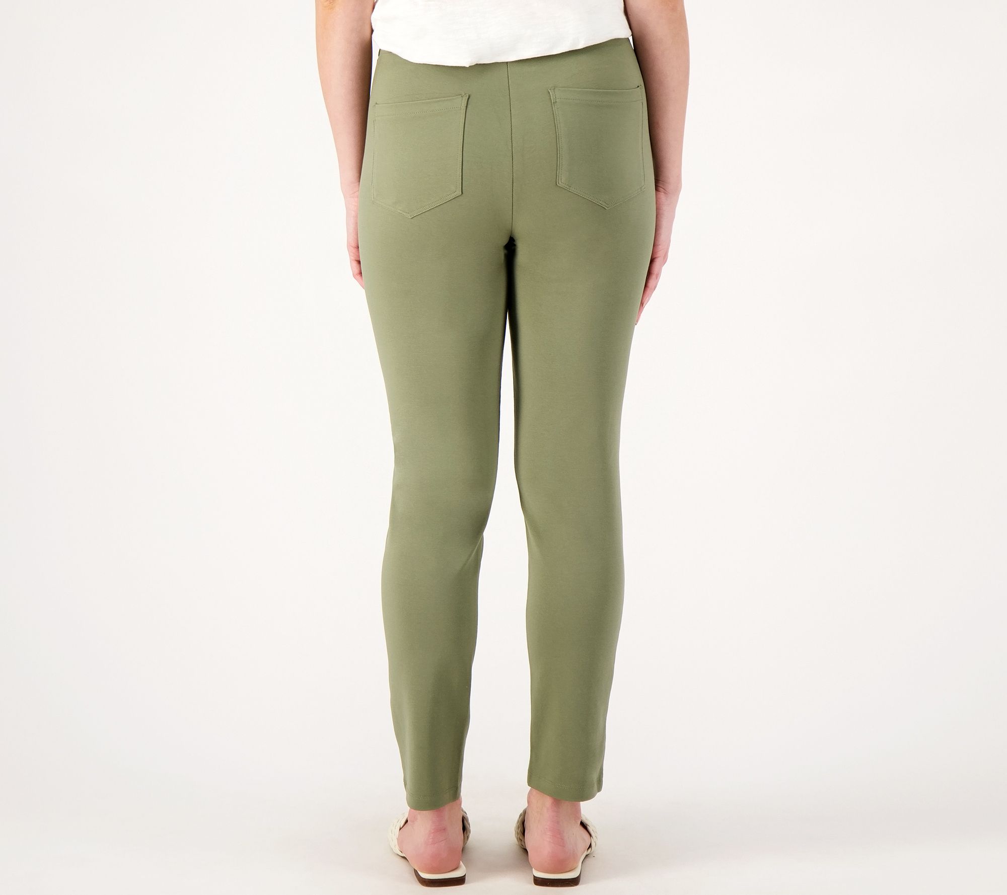 Susan Graver Weekend Premium Stretch Crop Pants Duffle Green