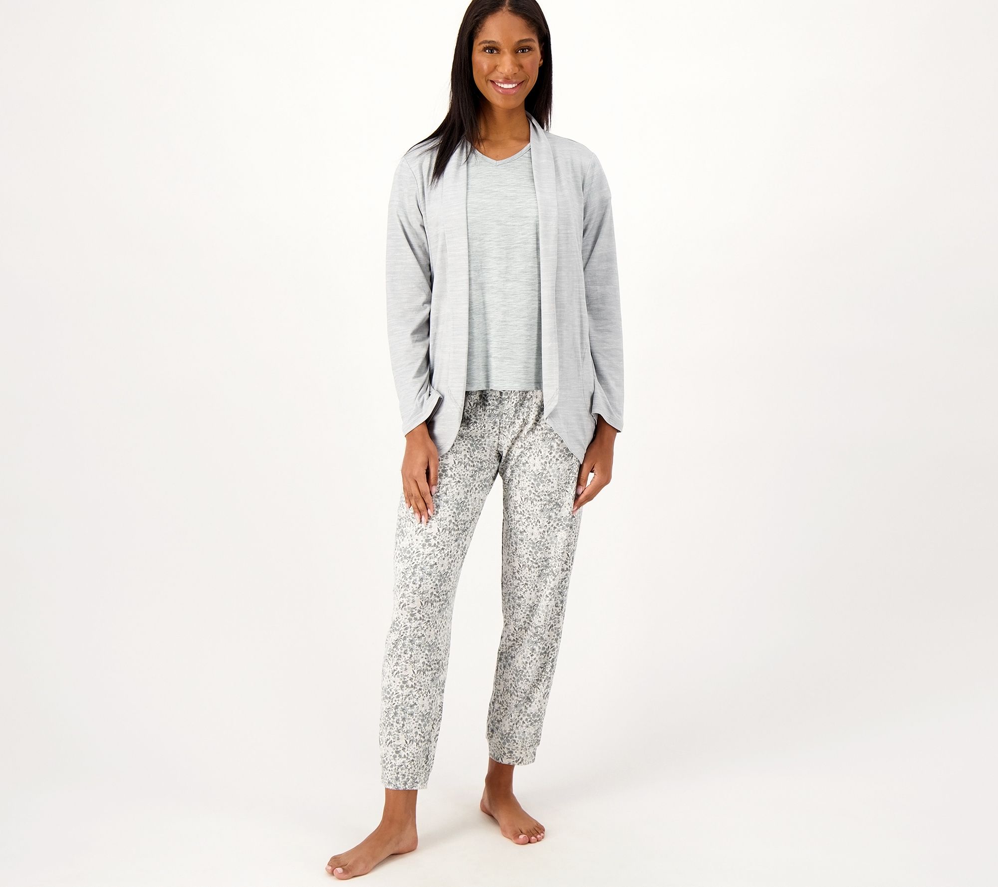 MUK LUKS Petite Ribbed & Cloud Knit 3 - Piece Lounge Set 