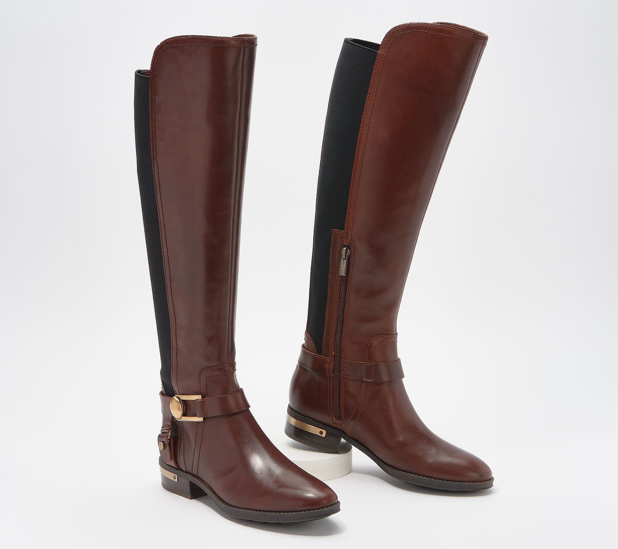 vince camuto tall buckled leather riding boot