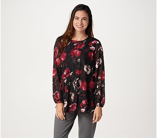"As Is" Susan Graver Fully Lined Printed Jacquard Tunic