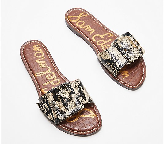 Sam Edelman Leather Buckle Detail Slide Sandals - Granada