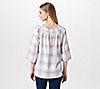 Denim & Co. Printed Jersey Smocked Neck 3/4-Sleeve Top, 1 of 3