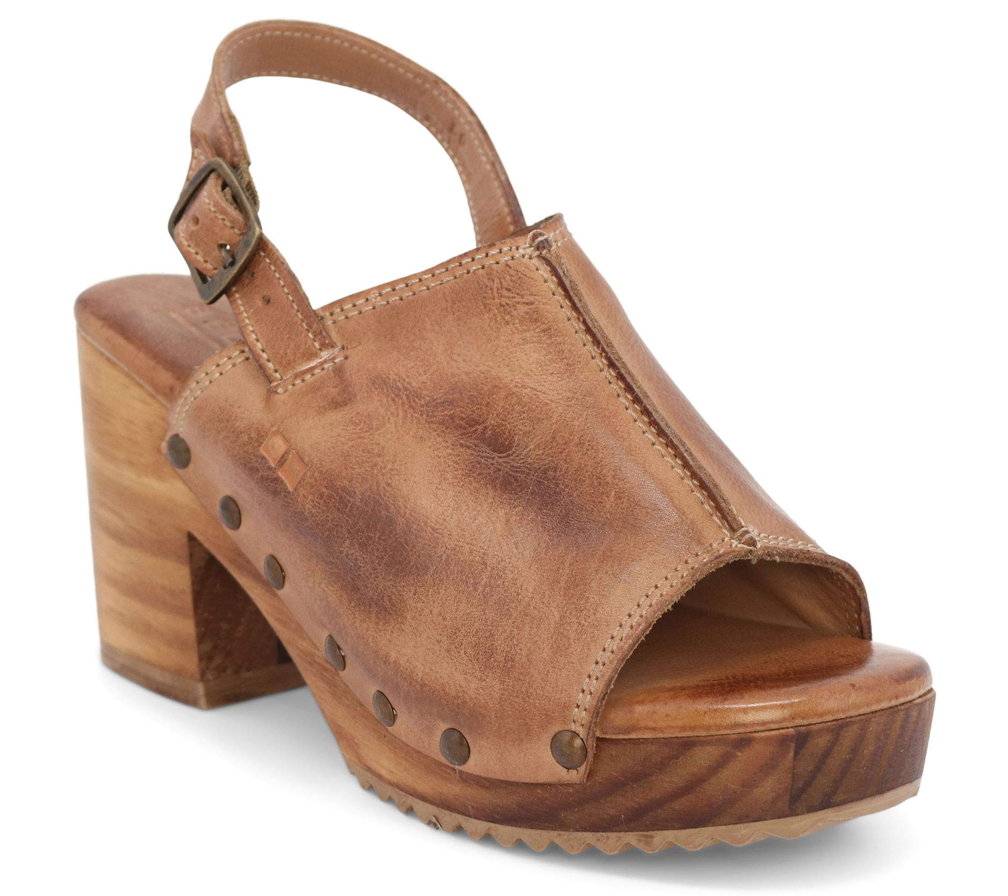 Bed Stu Leather Slingback Peep Toe Sandals - Marie