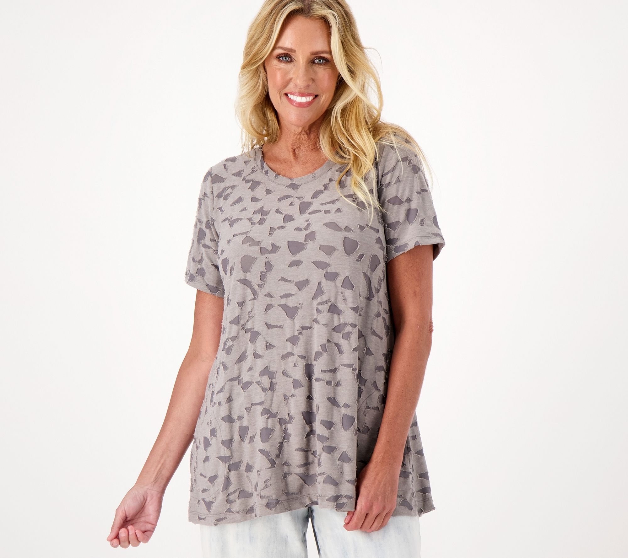 トップス Mary logo tops LOGO by Lori Goldstein 3/4 Sleeve Embroidered Print Mix Top