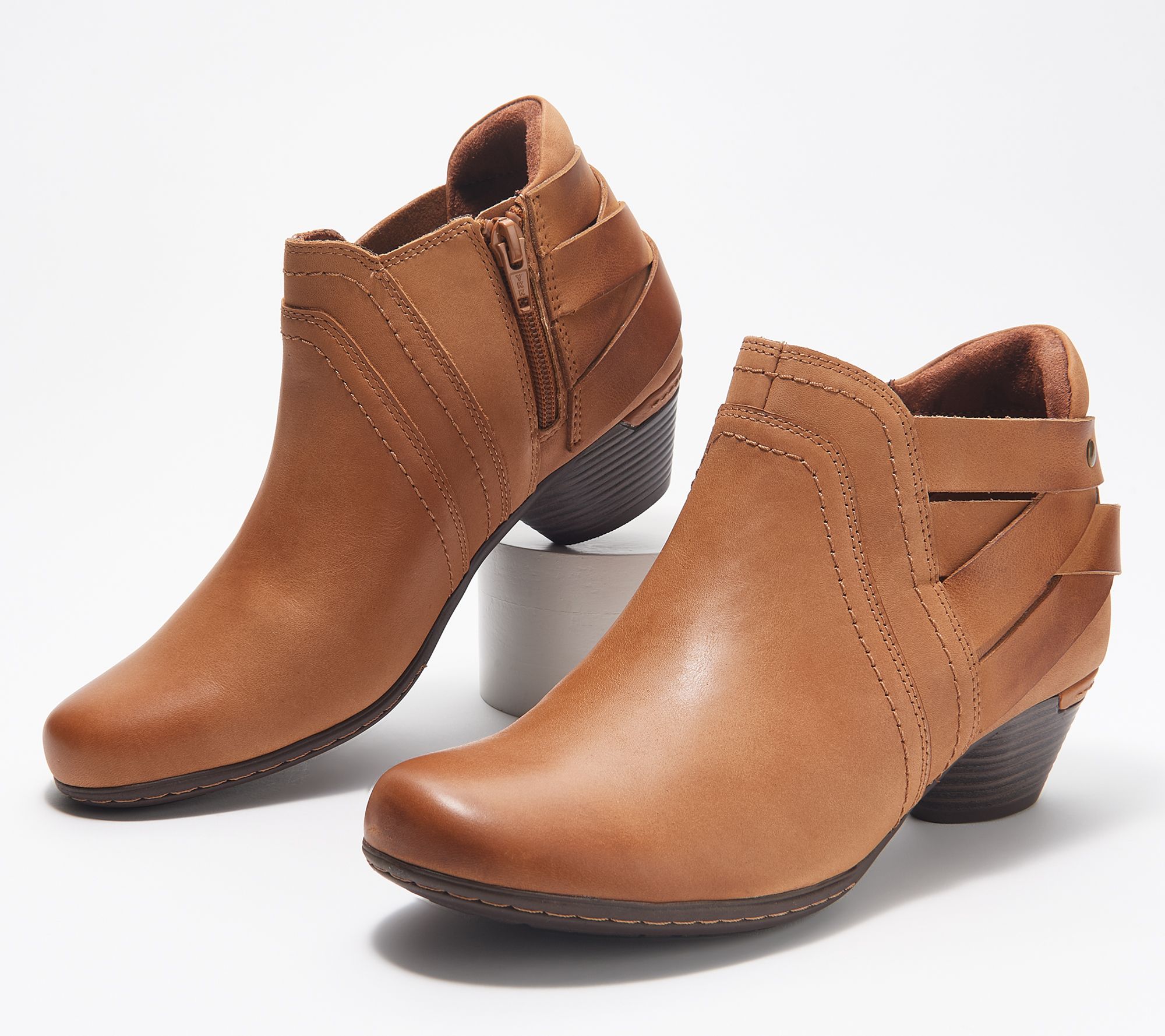 Cobb Hill Laurel New Bootie: Stivaletti Donna In Pelle Marrone Con Tacco A Cono Da 40 Mm. Eleganza Casual E Comfort Garantito.