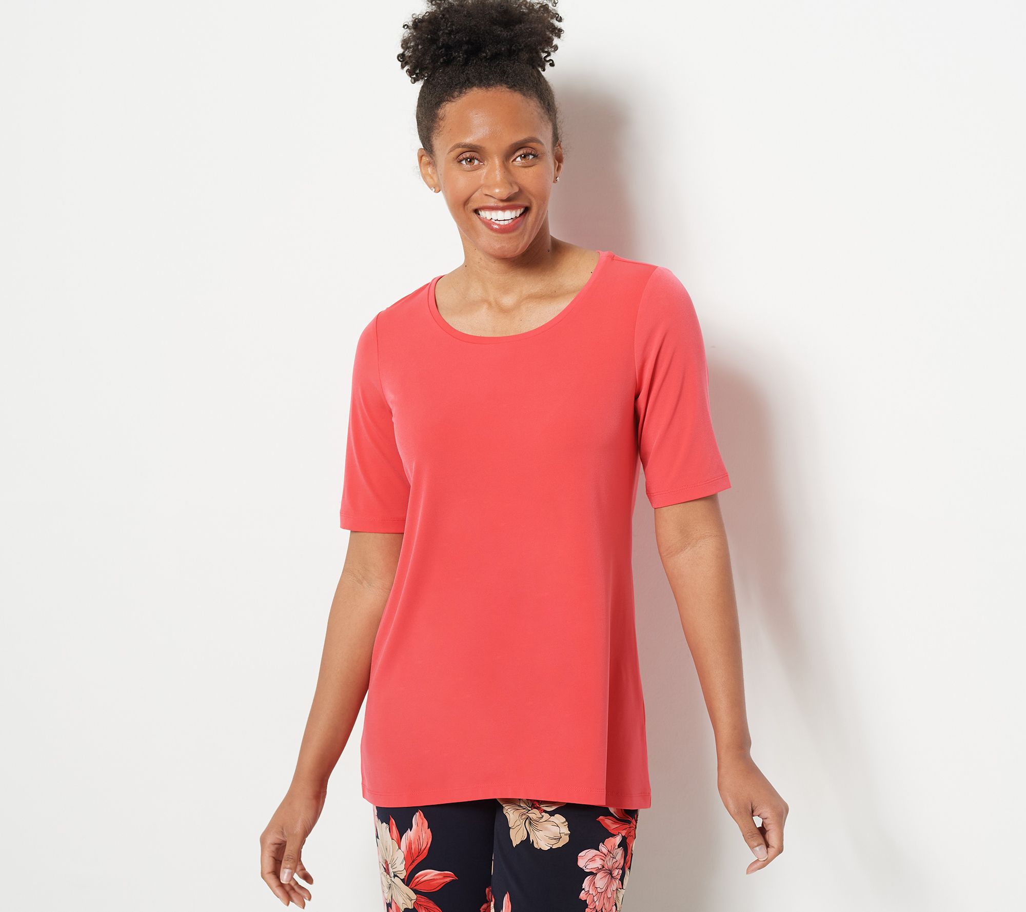 "As Is" Susan Graver Petite Liquid Knit Hi-Low Tunic