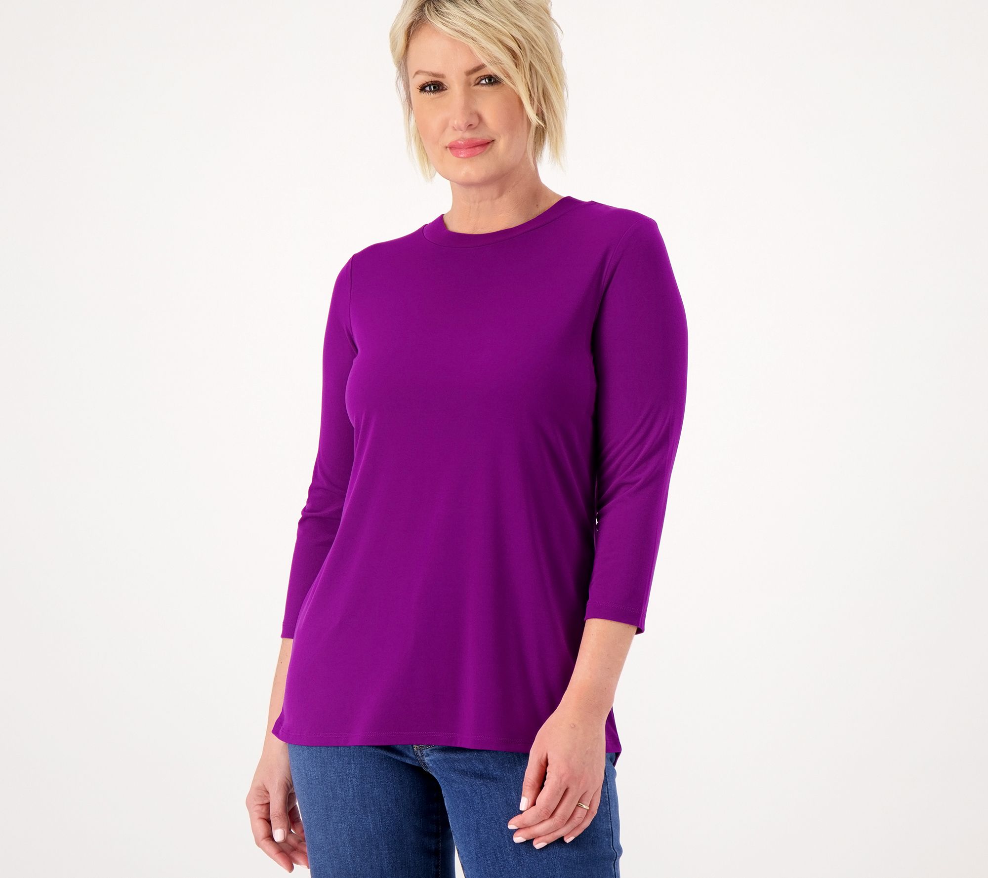 Susan Graver Modern Essentials Reg Liquid Knit Crew Neck Top