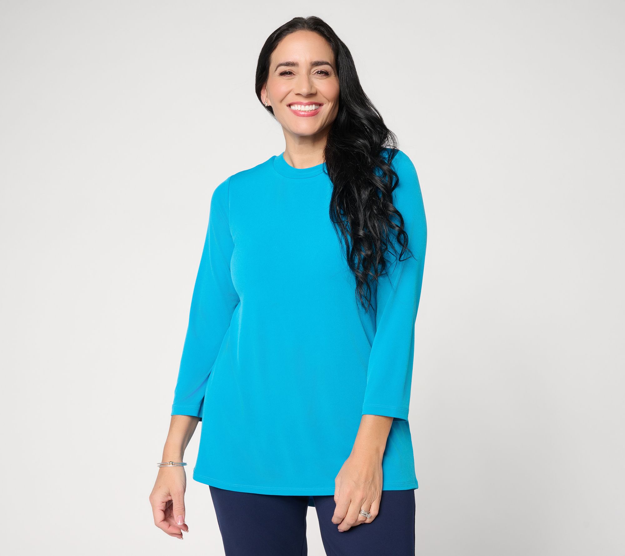 Susan Graver Modern Essentials Reg Liquid Knit Crew Neck Top